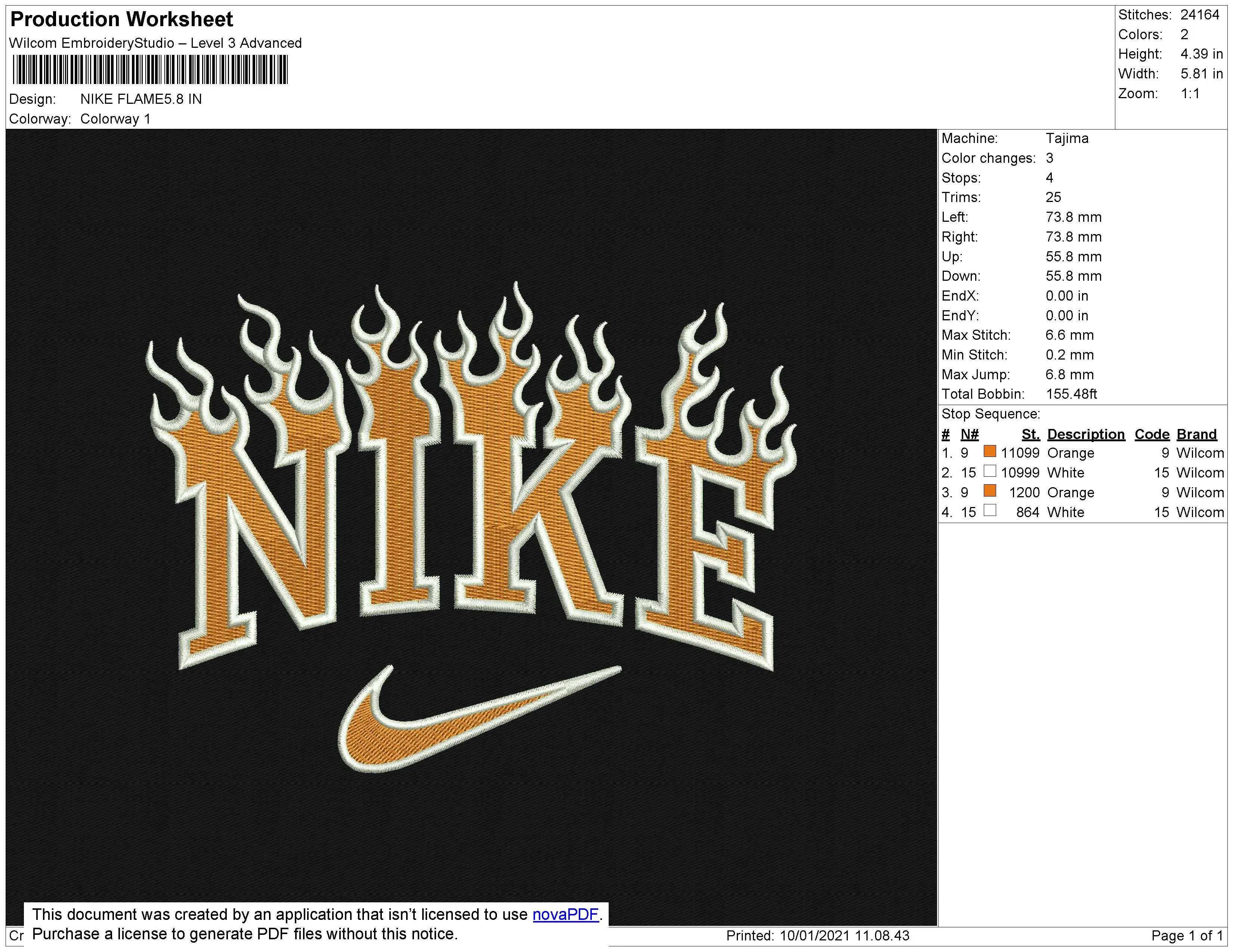 Alternative view of  Flaming Nike Logo Embroidery 