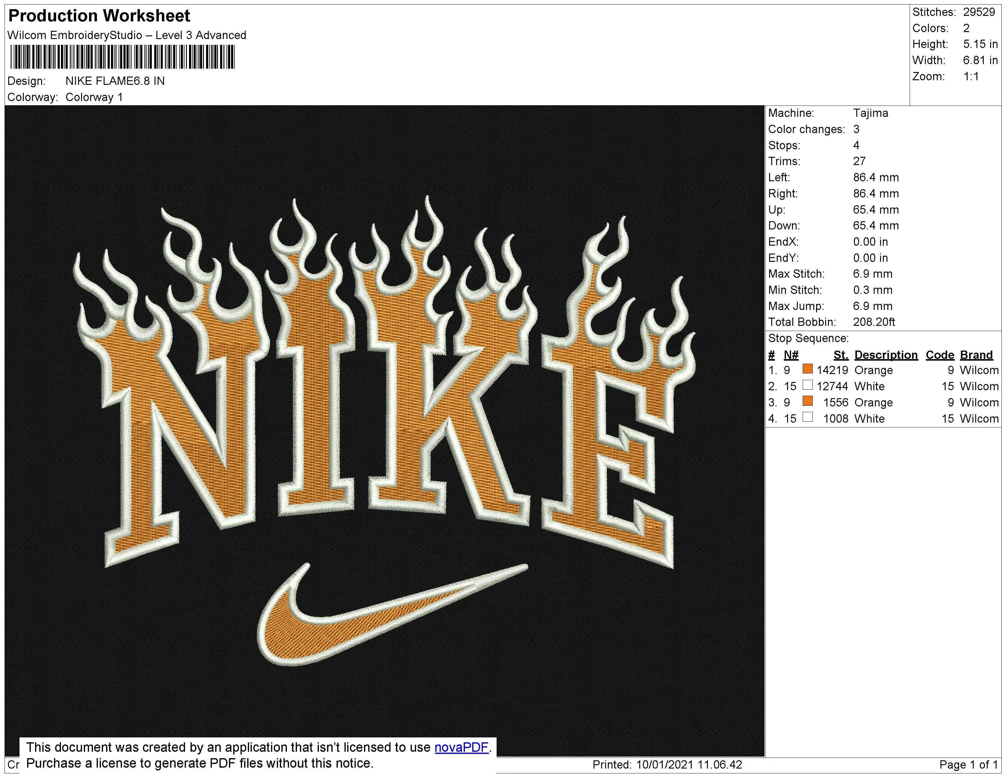 Alternative view of  Flaming Nike Logo Embroidery 