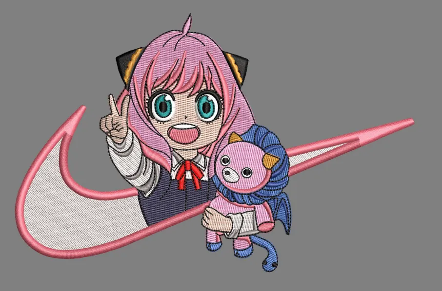 Alternative view of  Embroidered Anime Girl with Plush Toy 
