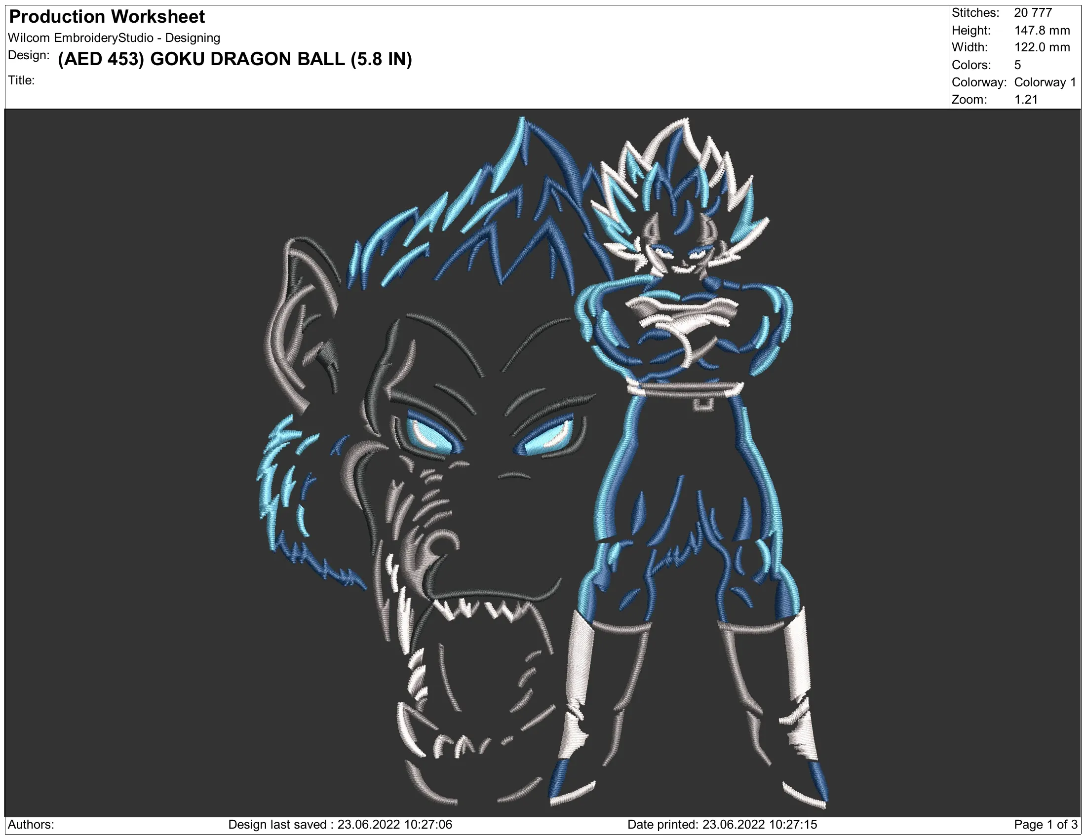 Alternative view of  Goku and Dragon Ball Embroidered Design 