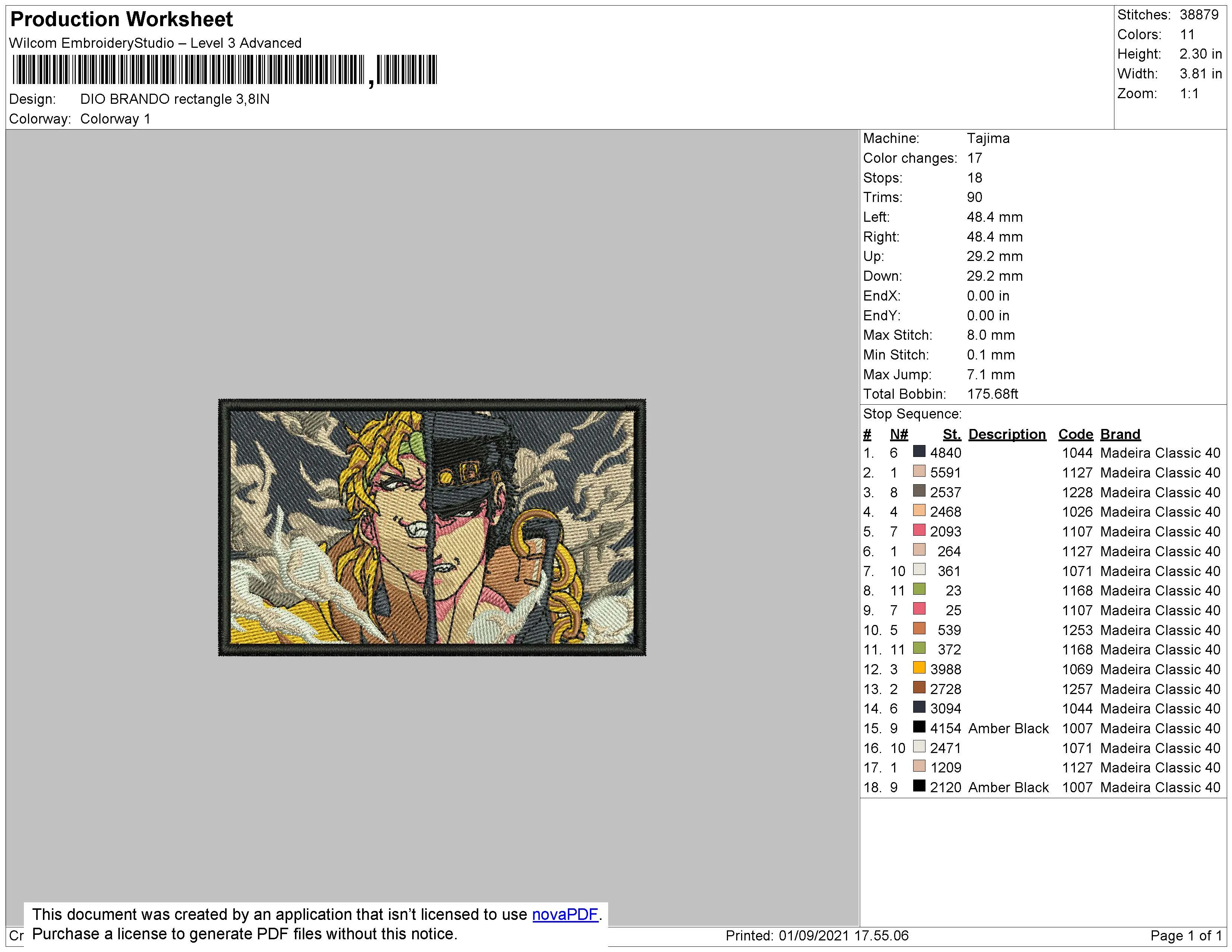 Alternative view of  Embroidered Anime Character Design 