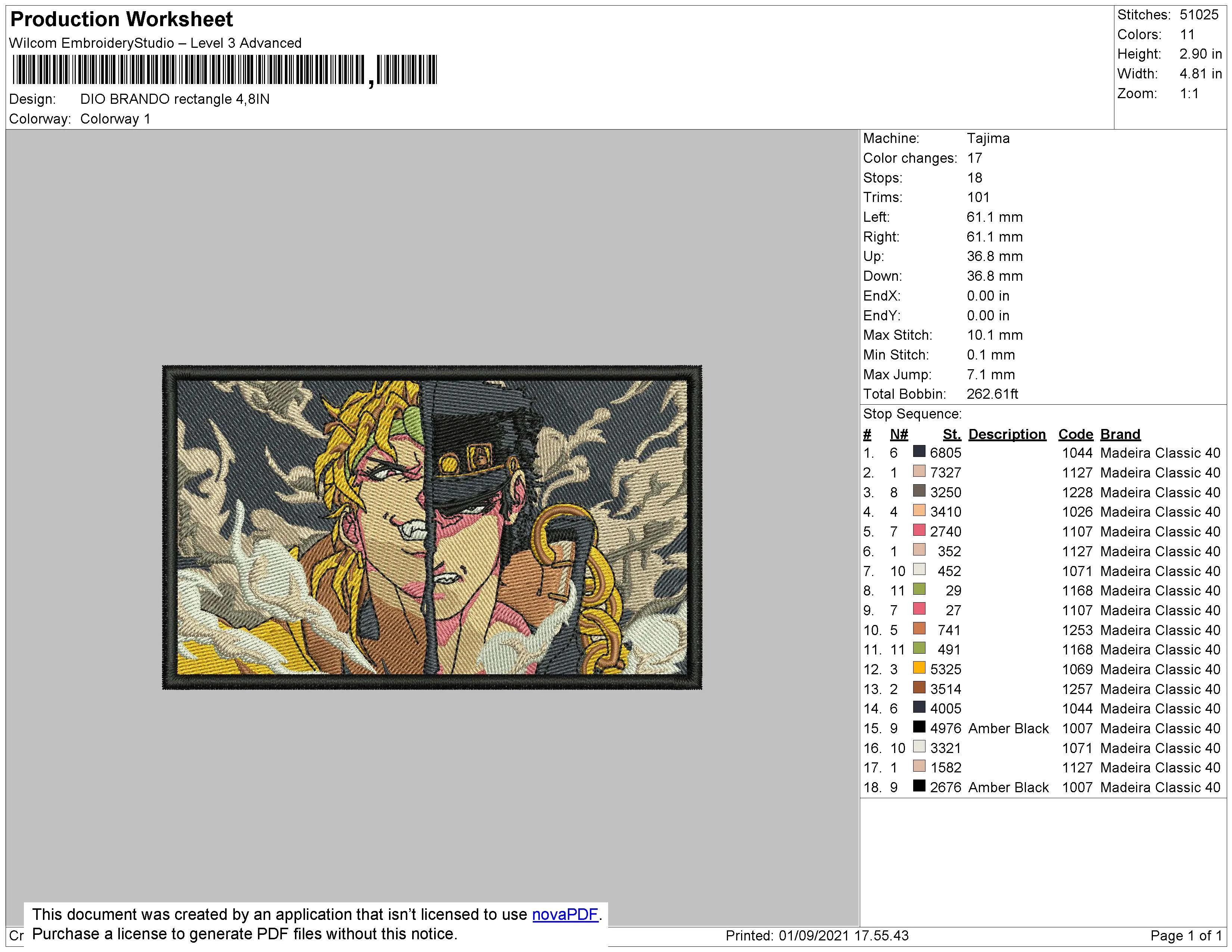 Alternative view of  Embroidered Anime Character Design 