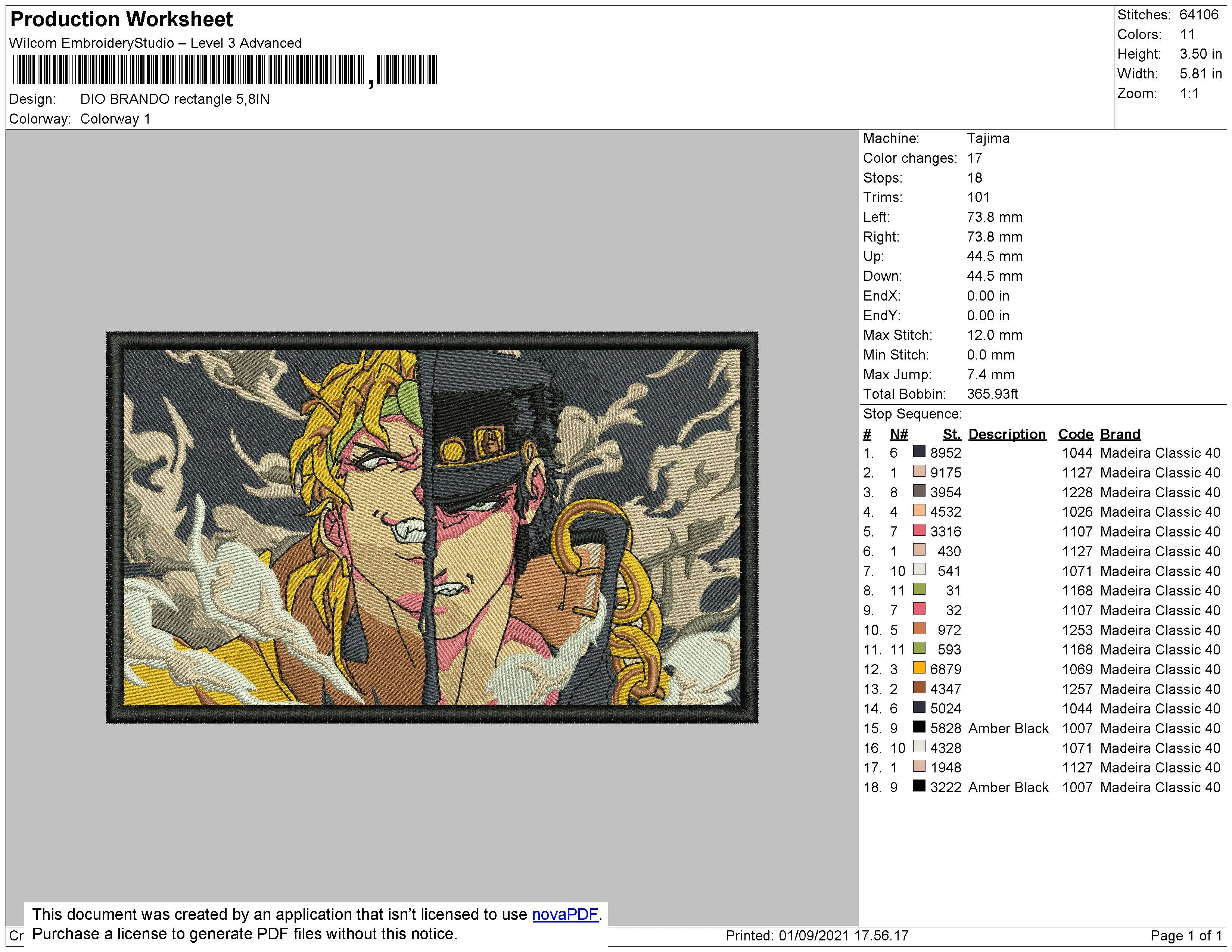 Alternative view of  Embroidered Anime Character Design 