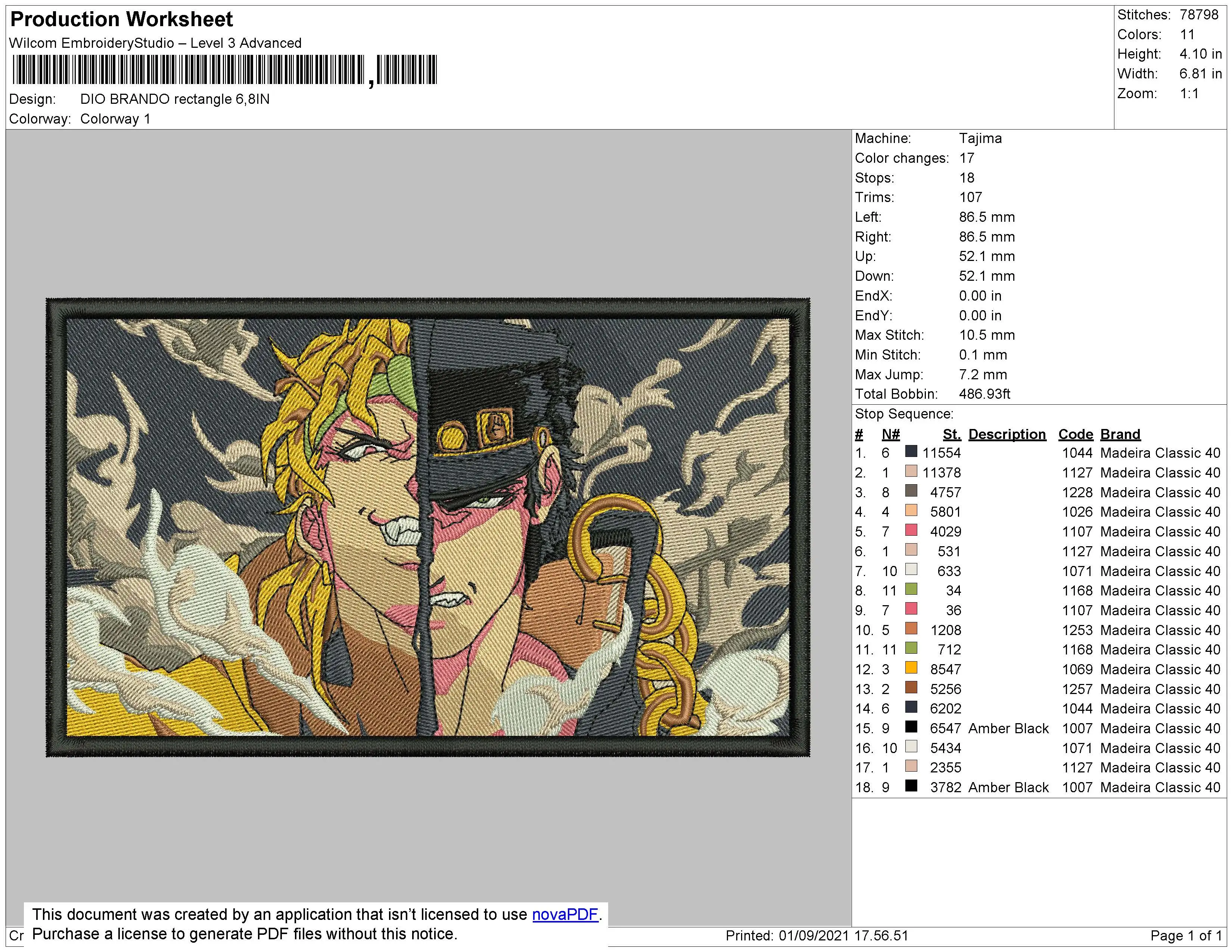 Alternative view of  Embroidered Anime Character Design 