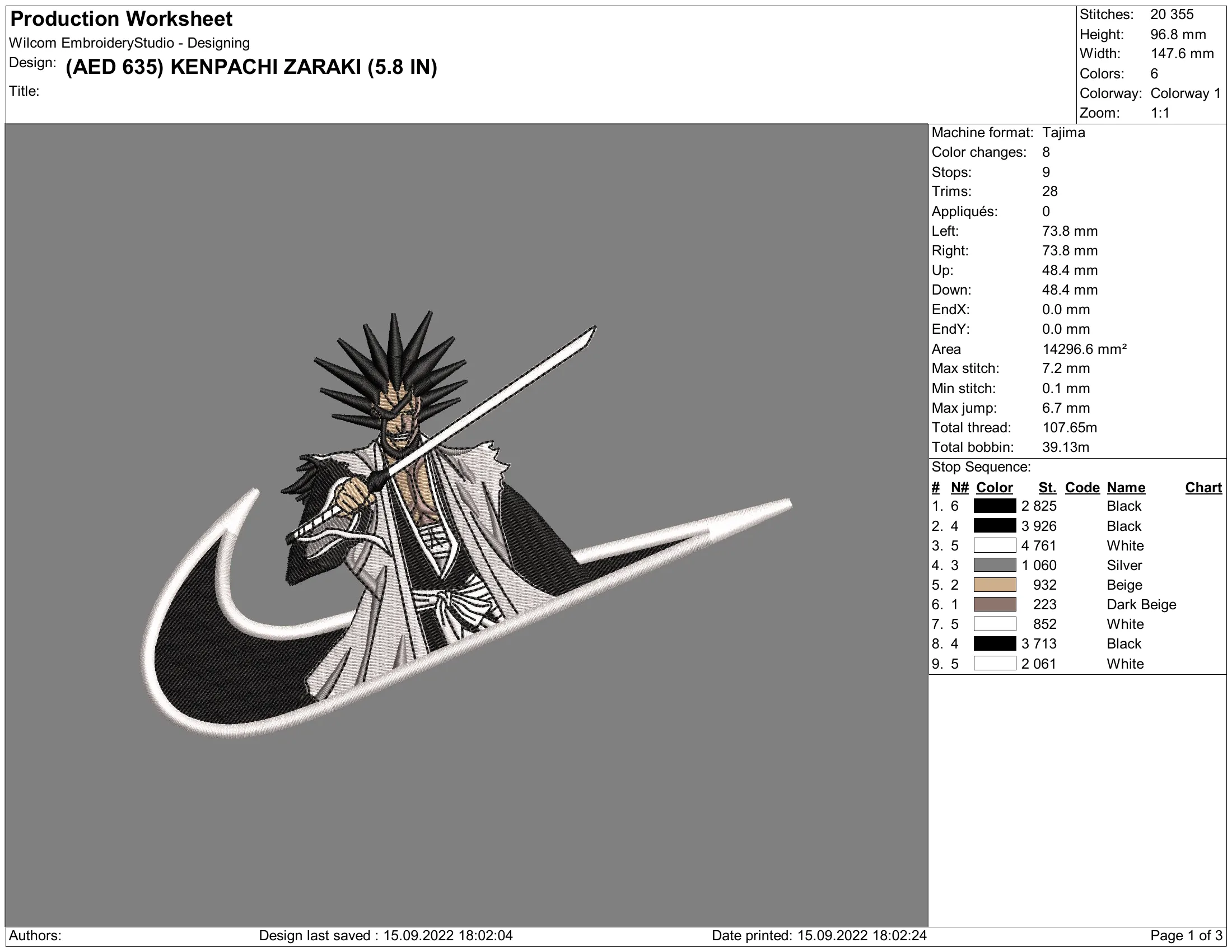 Alternative view of  Embroidered Kenpachi Zaraki 