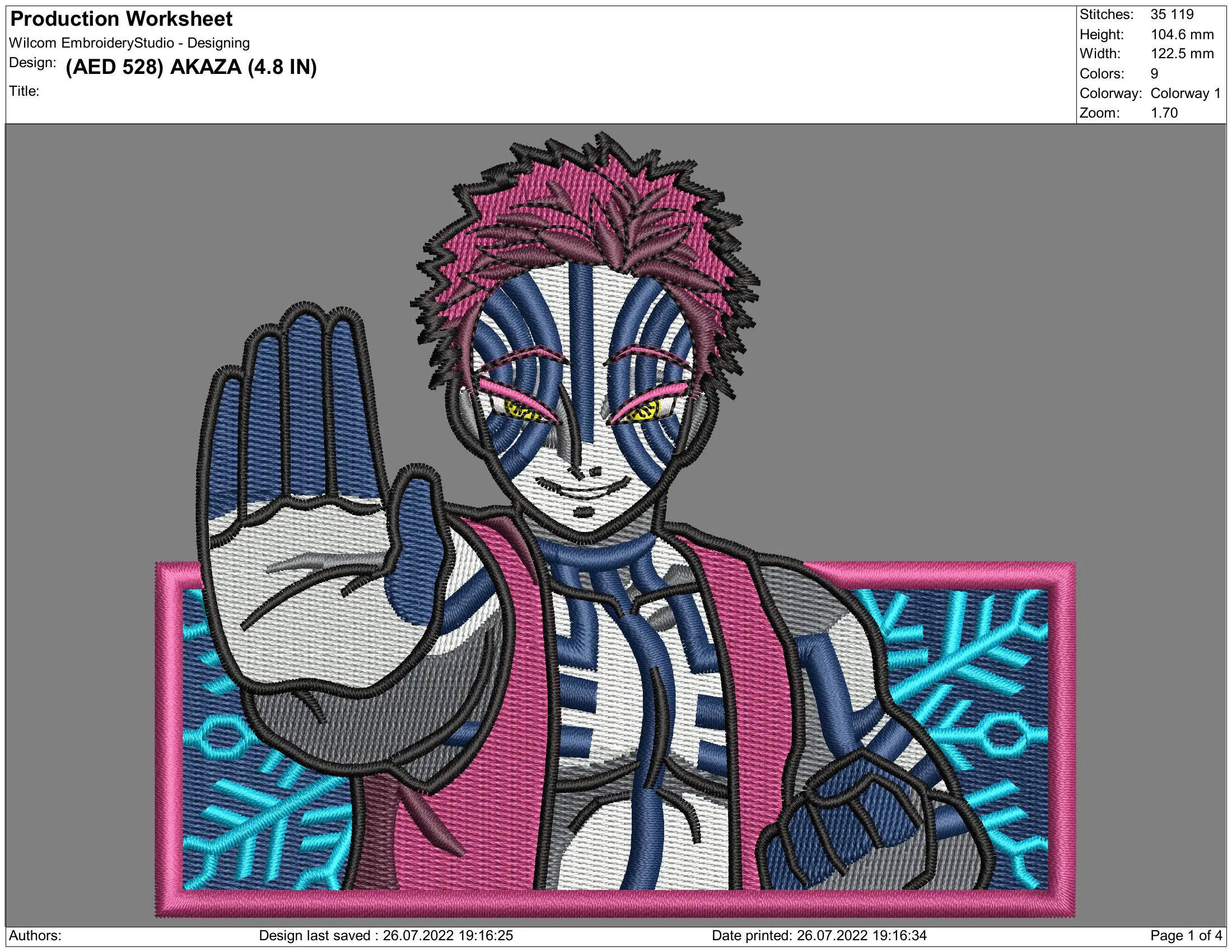 Alternative view of  Embroidered Anime Character Design 