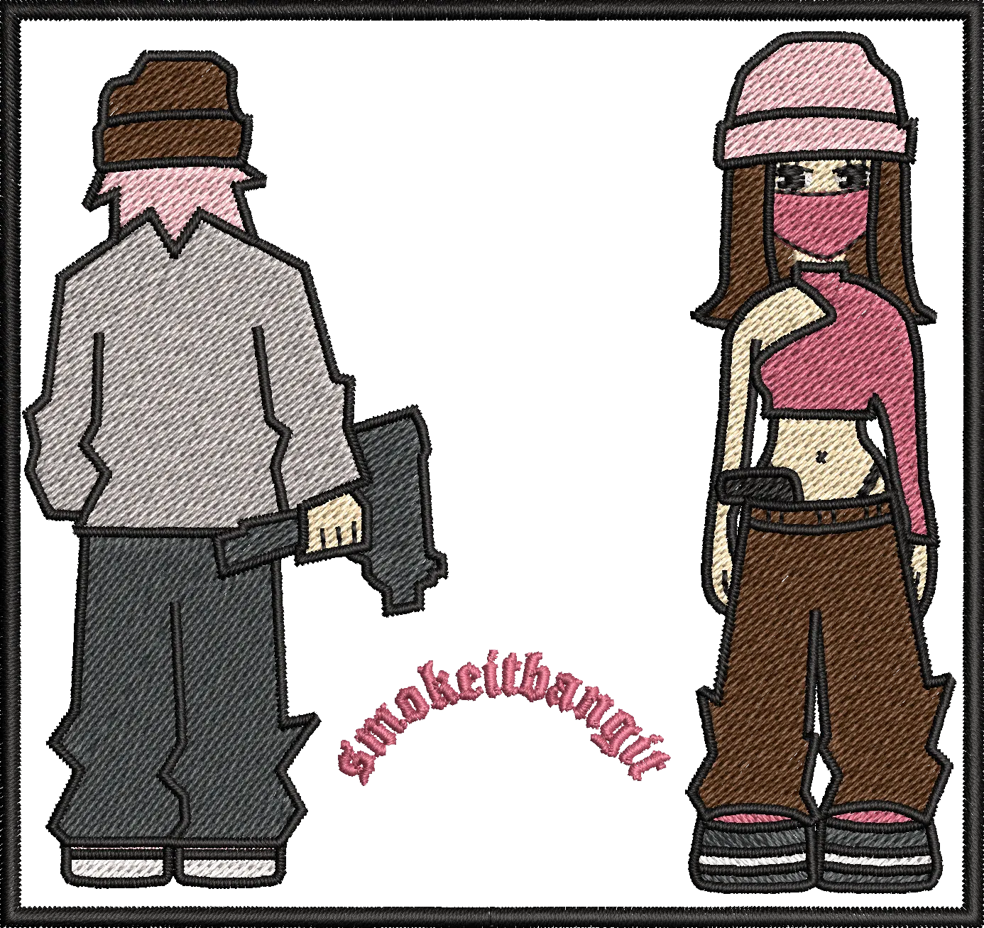 Alternative view of  Embroidered Urban Couple Design 