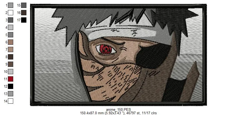 Alternative view of  Embroidered Sharingan Eye Design 
