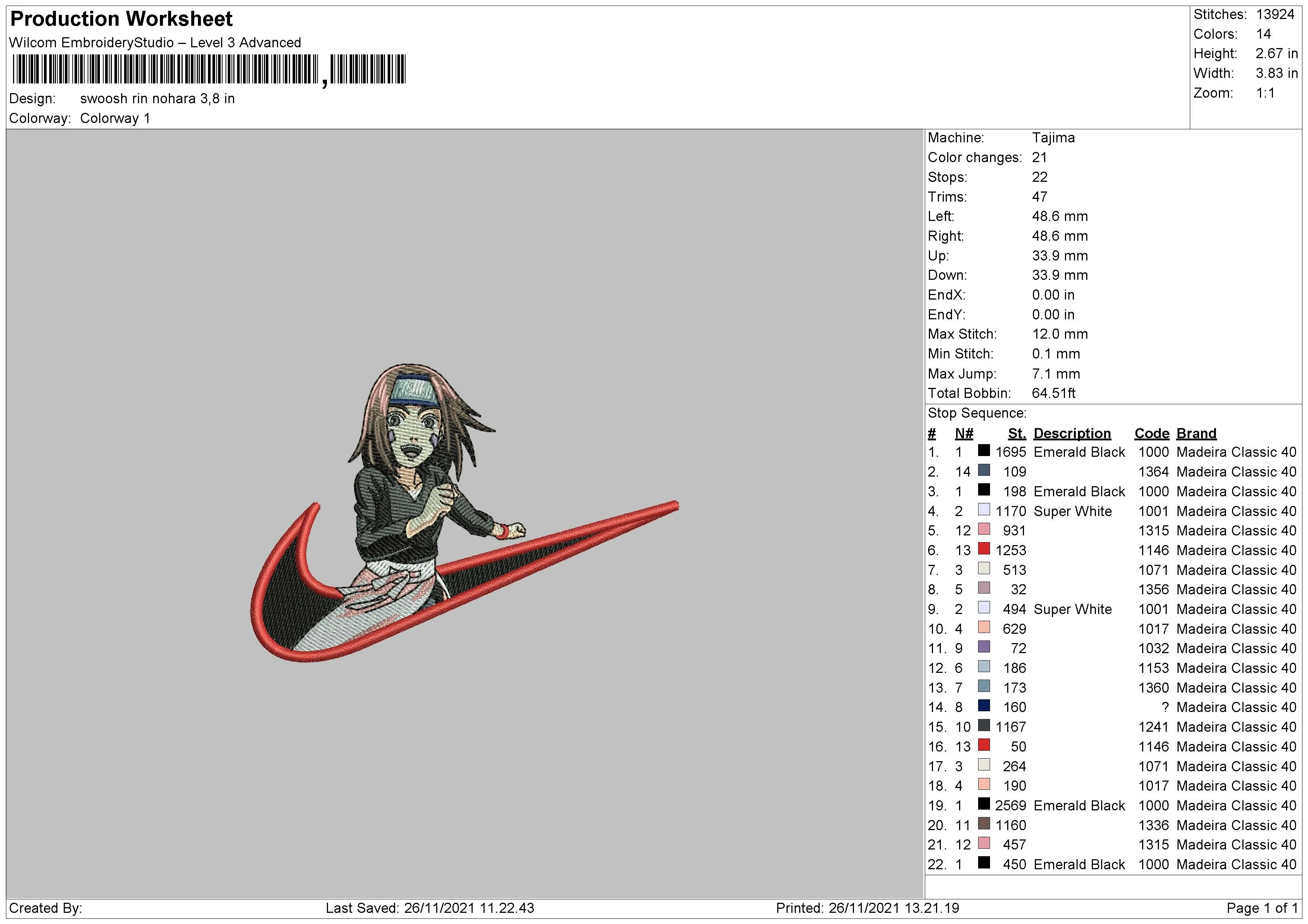 Alternative view of  Naruto Just Do It Embroidery 