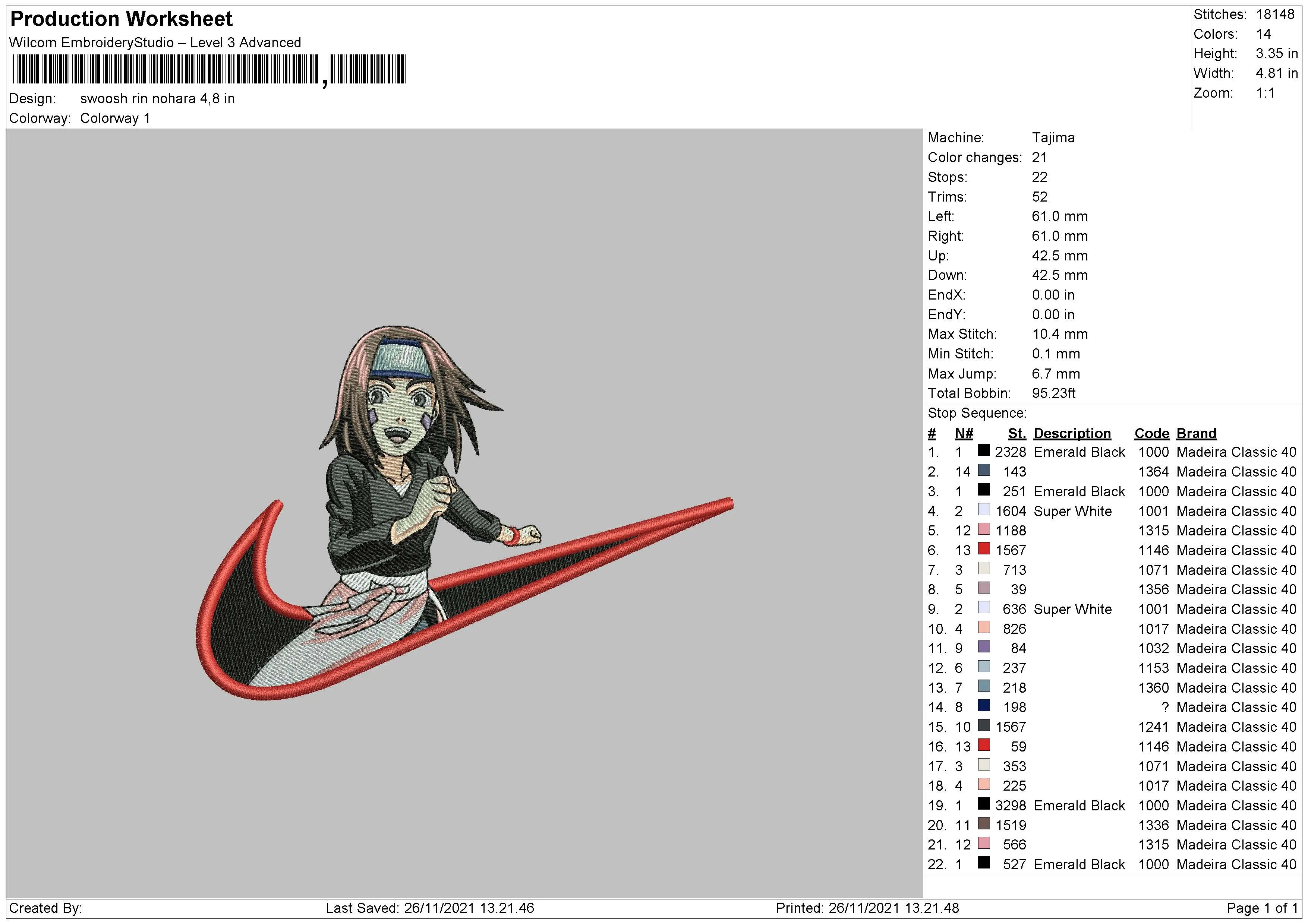 Alternative view of  Naruto Just Do It Embroidery 