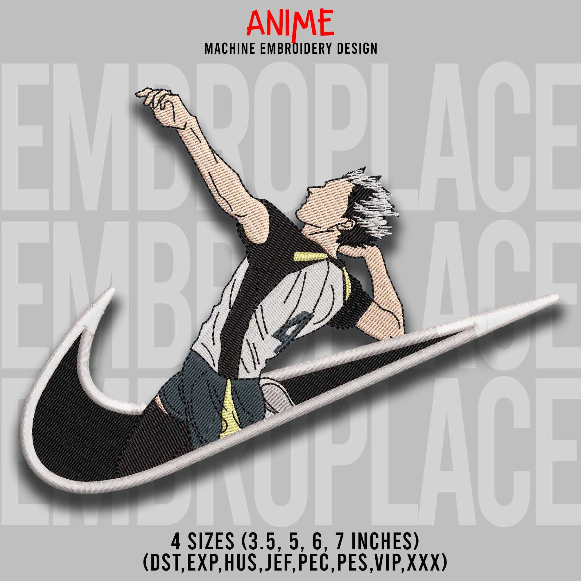 Alternative view of  Embroidered Anime Character on Swoosh 