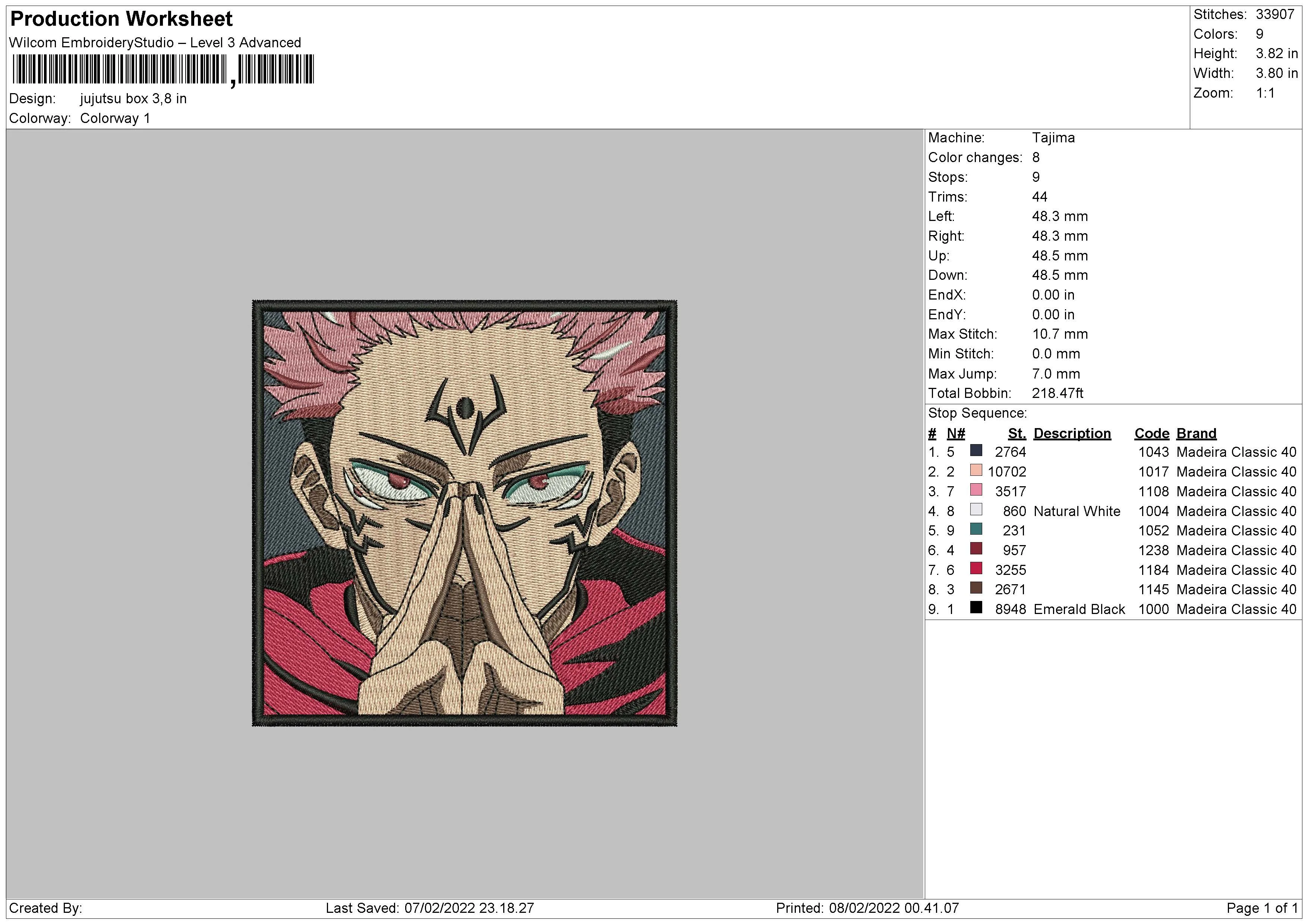 Alternative view of  Embroidered Jujutsu Kaisen Character 