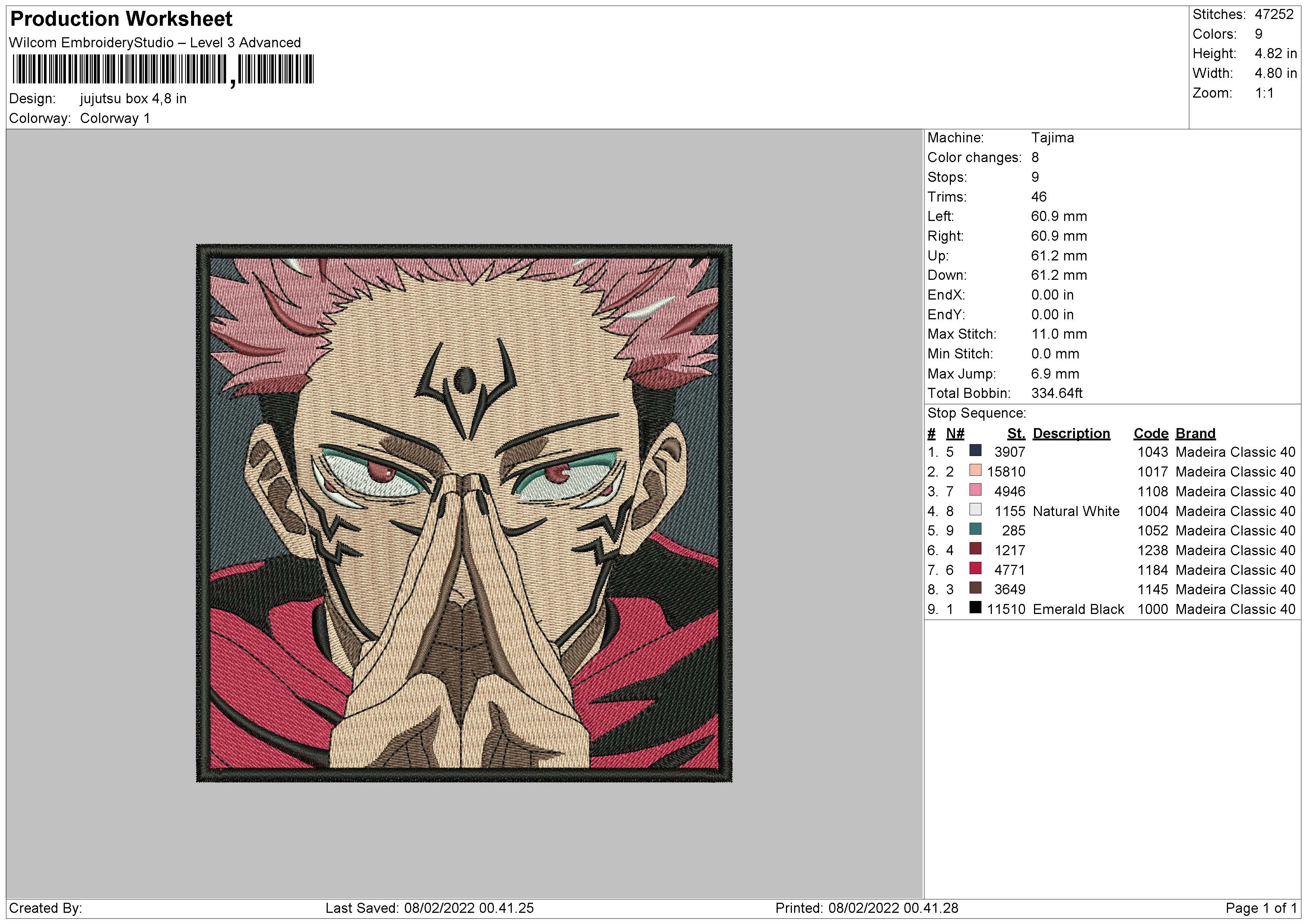 Alternative view of  Embroidered Jujutsu Kaisen Character 