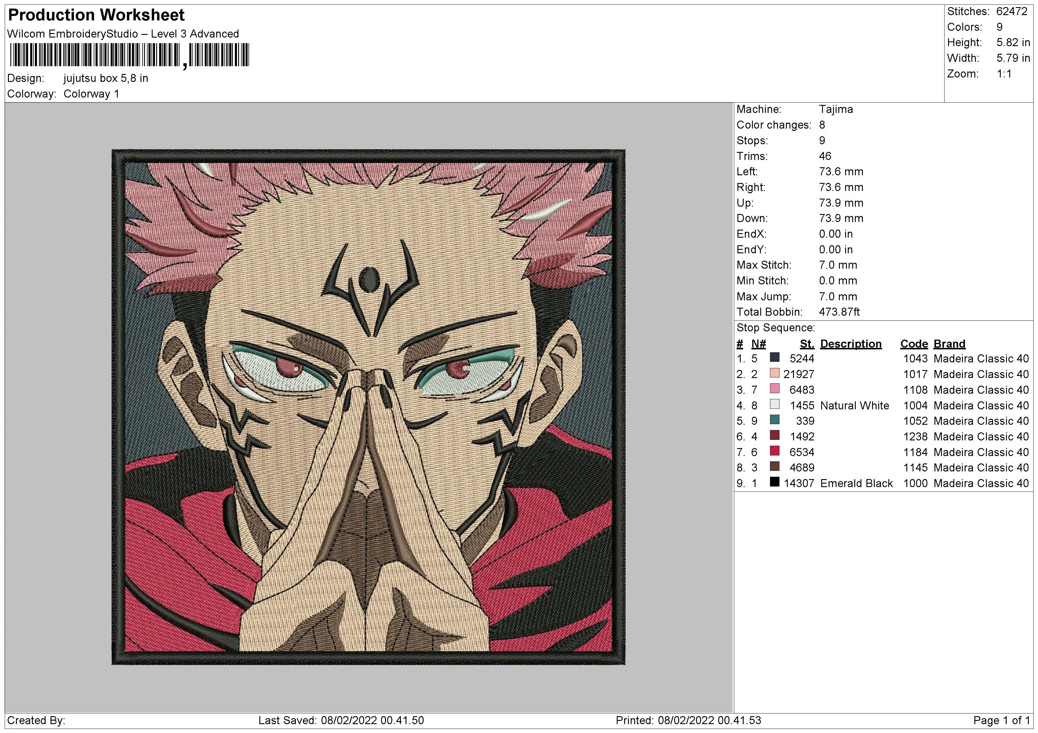 Alternative view of  Embroidered Jujutsu Kaisen Character 