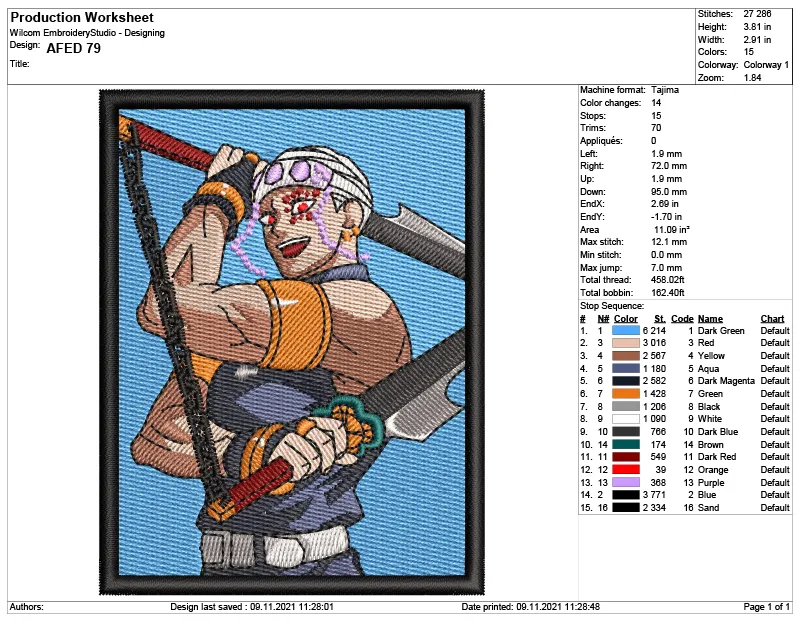 Alternative view of  Embroidered Anime Warrior Design 