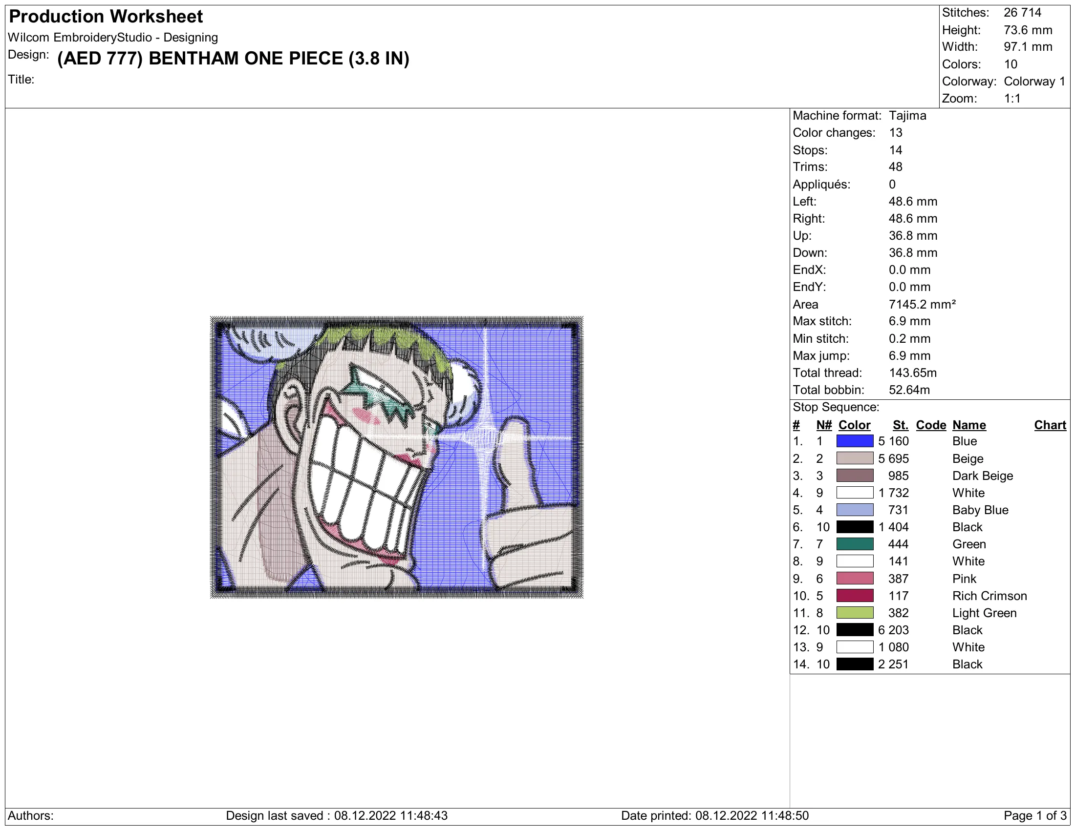 Alternative view of  Embroidered One Piece Luffy Portrait 