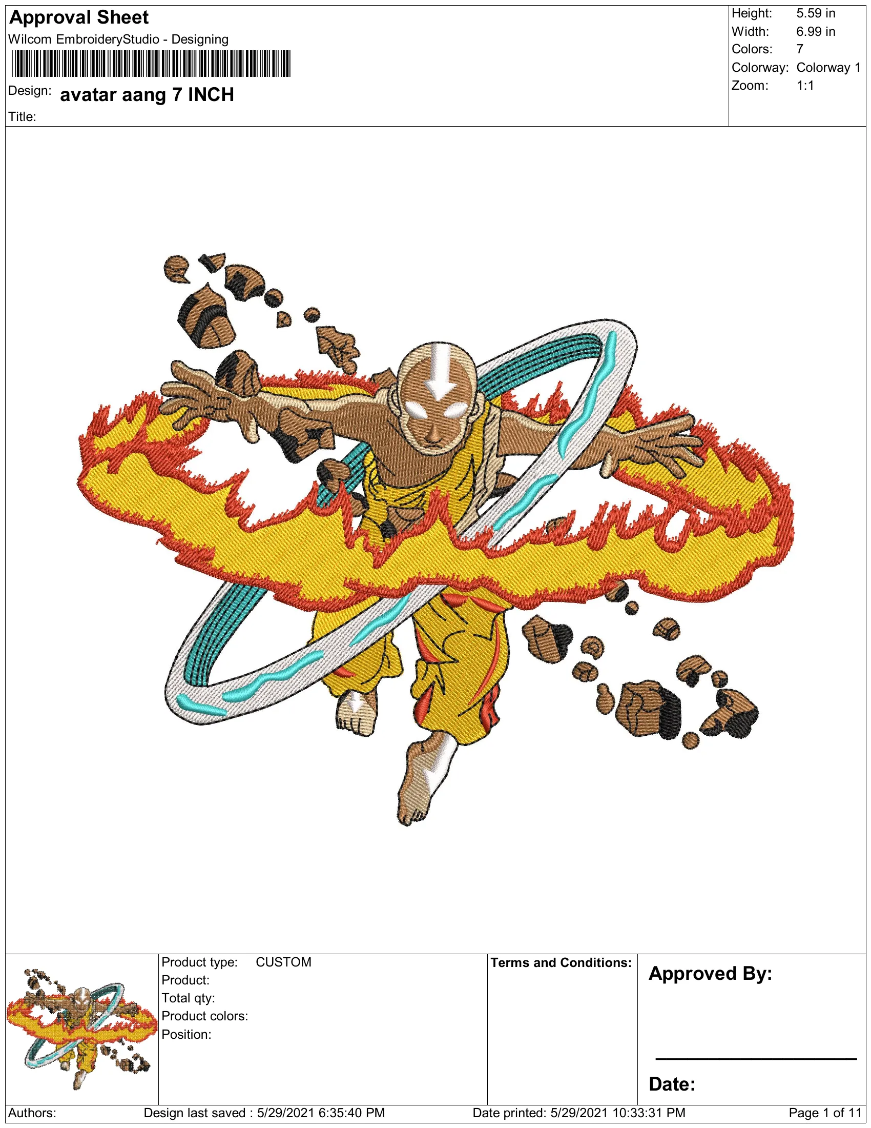 Alternative view of  Avatar Aang Firebending Stitch 
