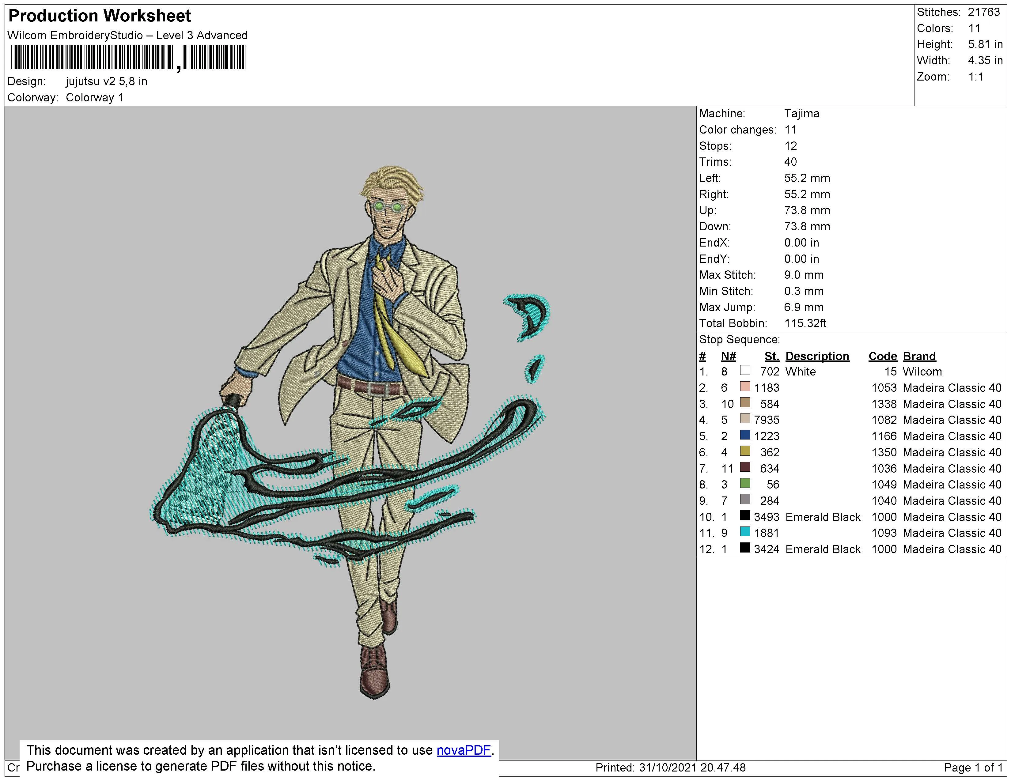 Alternative view of  Embroidered Gentleman in Motion 