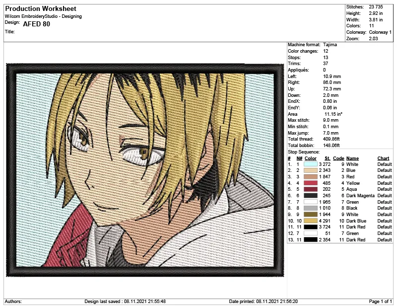 Alternative view of  Attack on Titan Embroidery Design 