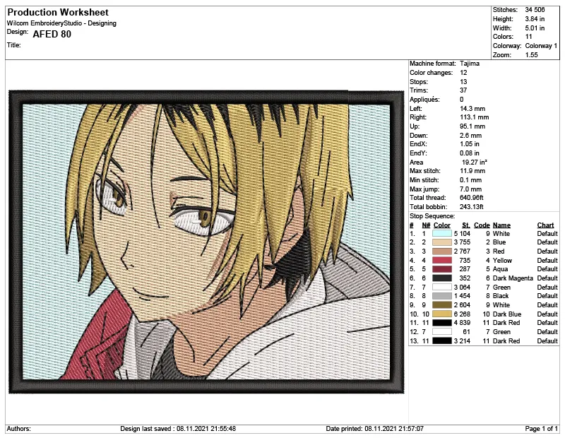 Alternative view of  Attack on Titan Embroidery Design 