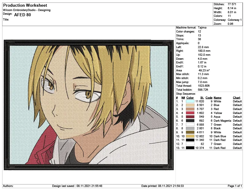 Alternative view of  Attack on Titan Embroidery Design 