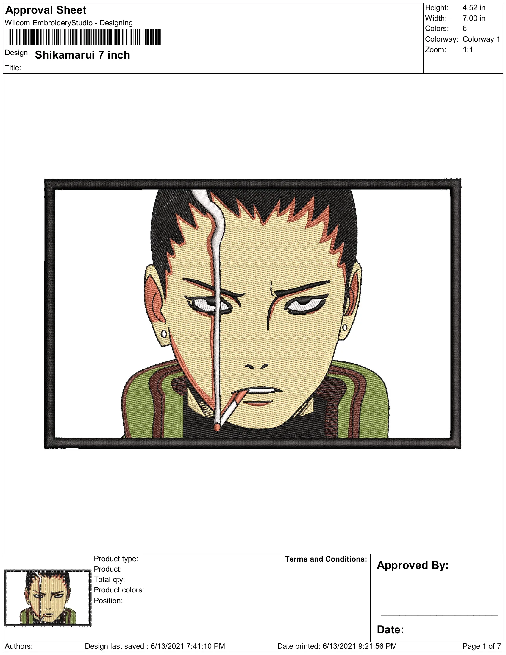 Alternative view of  Embroidered Shikamaru Portrait 