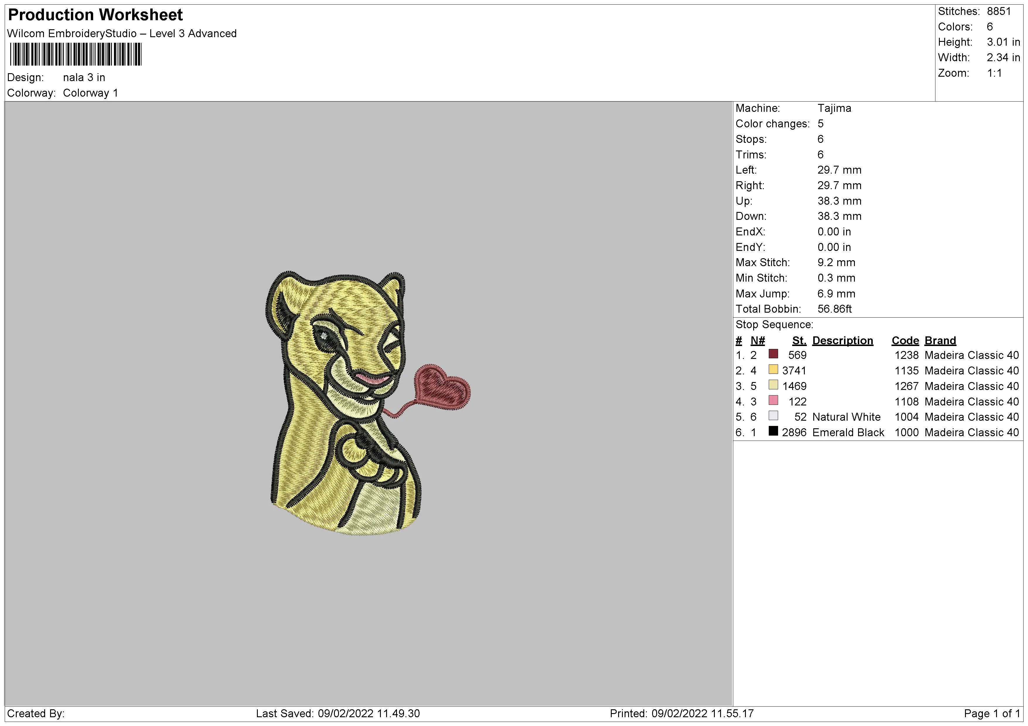 Alternative view of  Embroidered Lion with Heart 