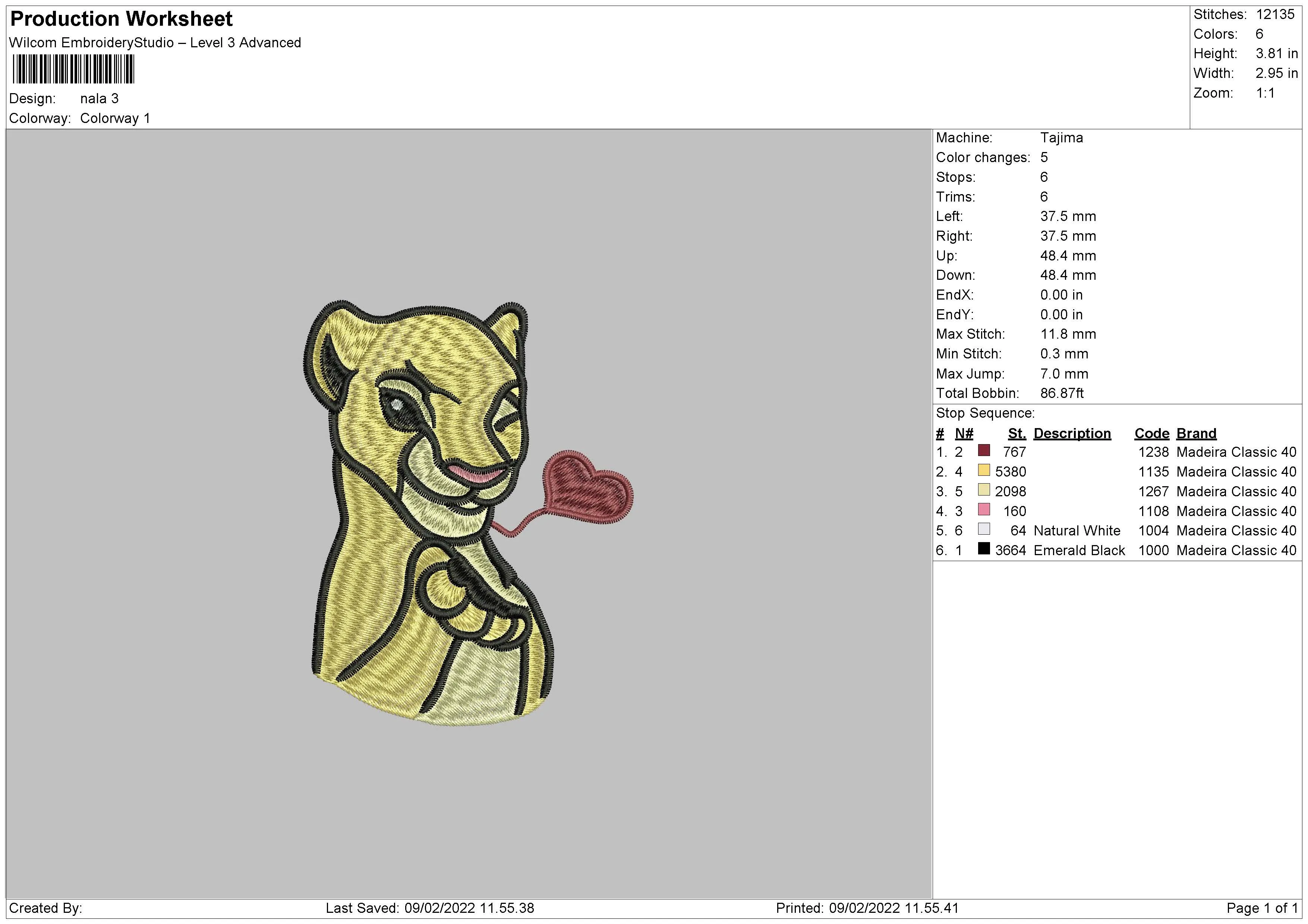 Alternative view of  Embroidered Lion with Heart 