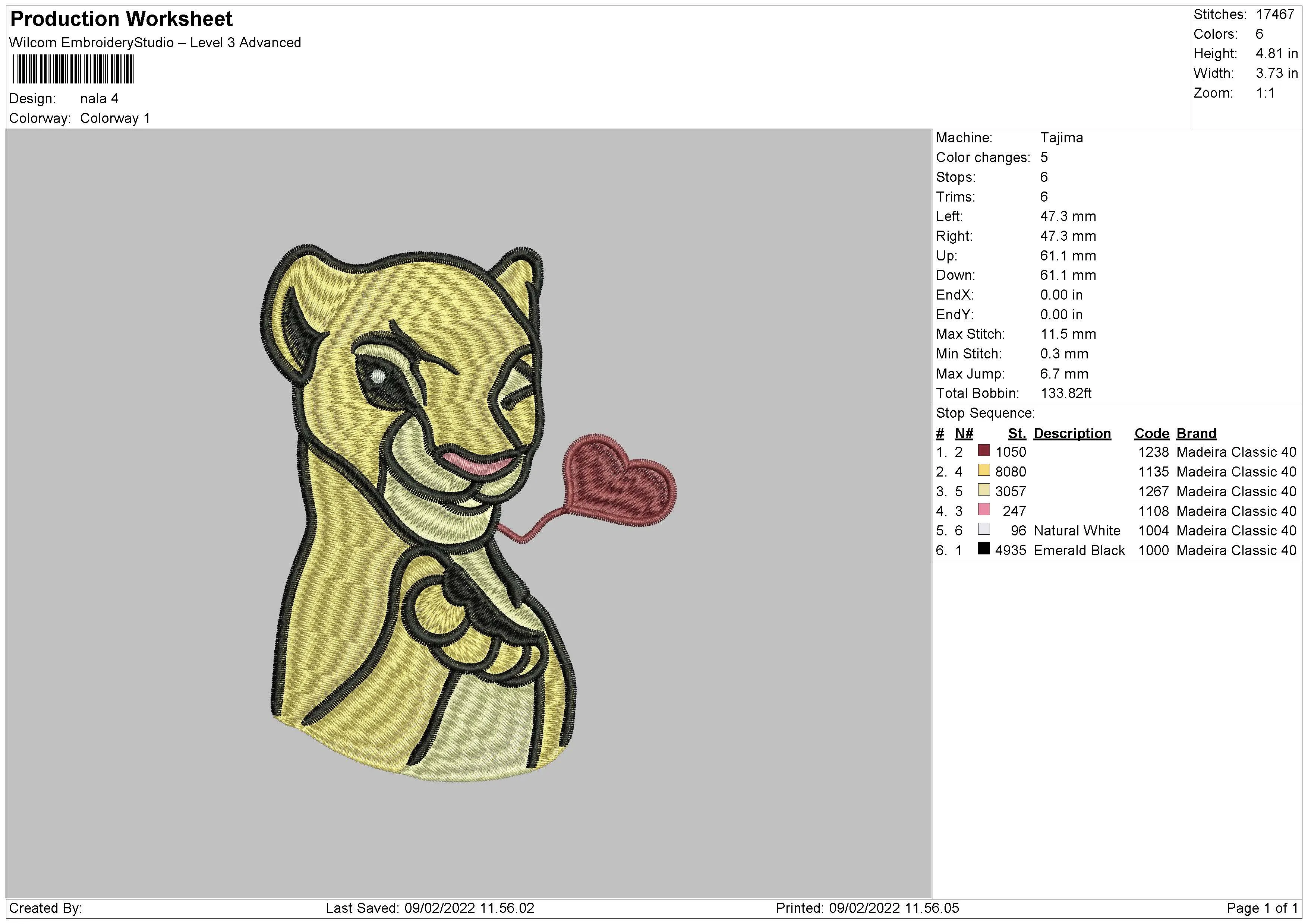 Alternative view of  Embroidered Lion with Heart 