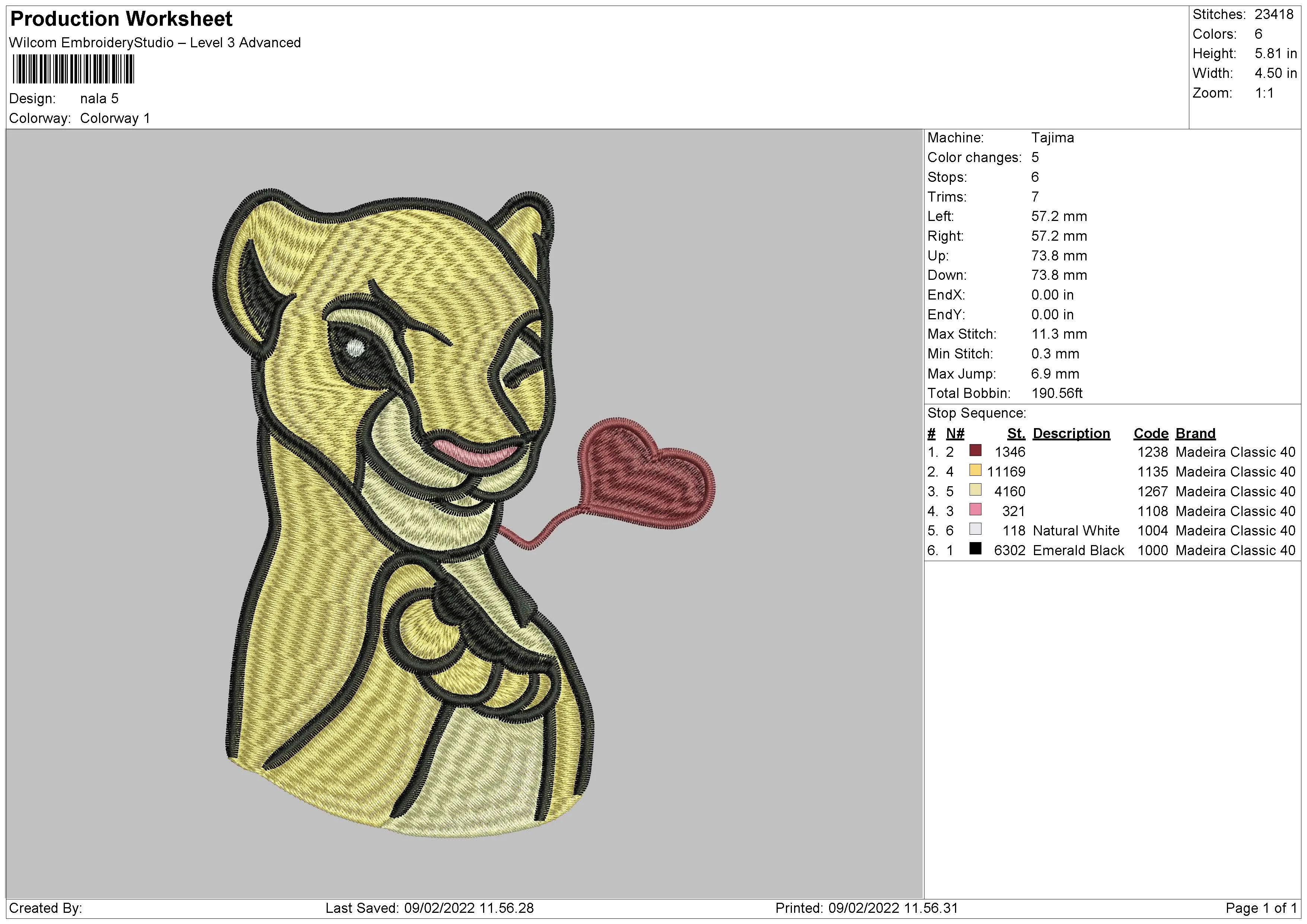 Alternative view of  Embroidered Lion with Heart 