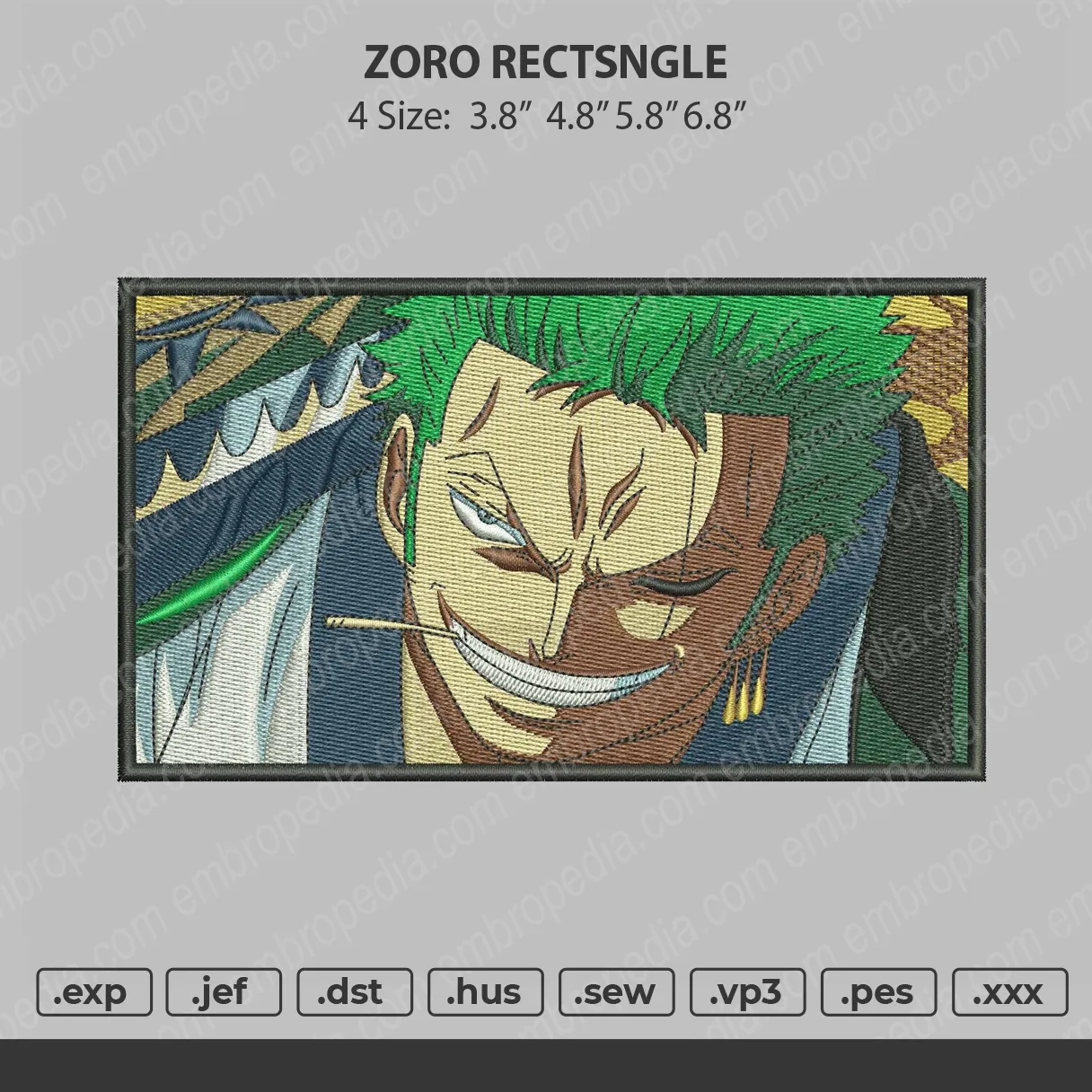 Alternative view of  Zoro Portrait Embroidery Design 