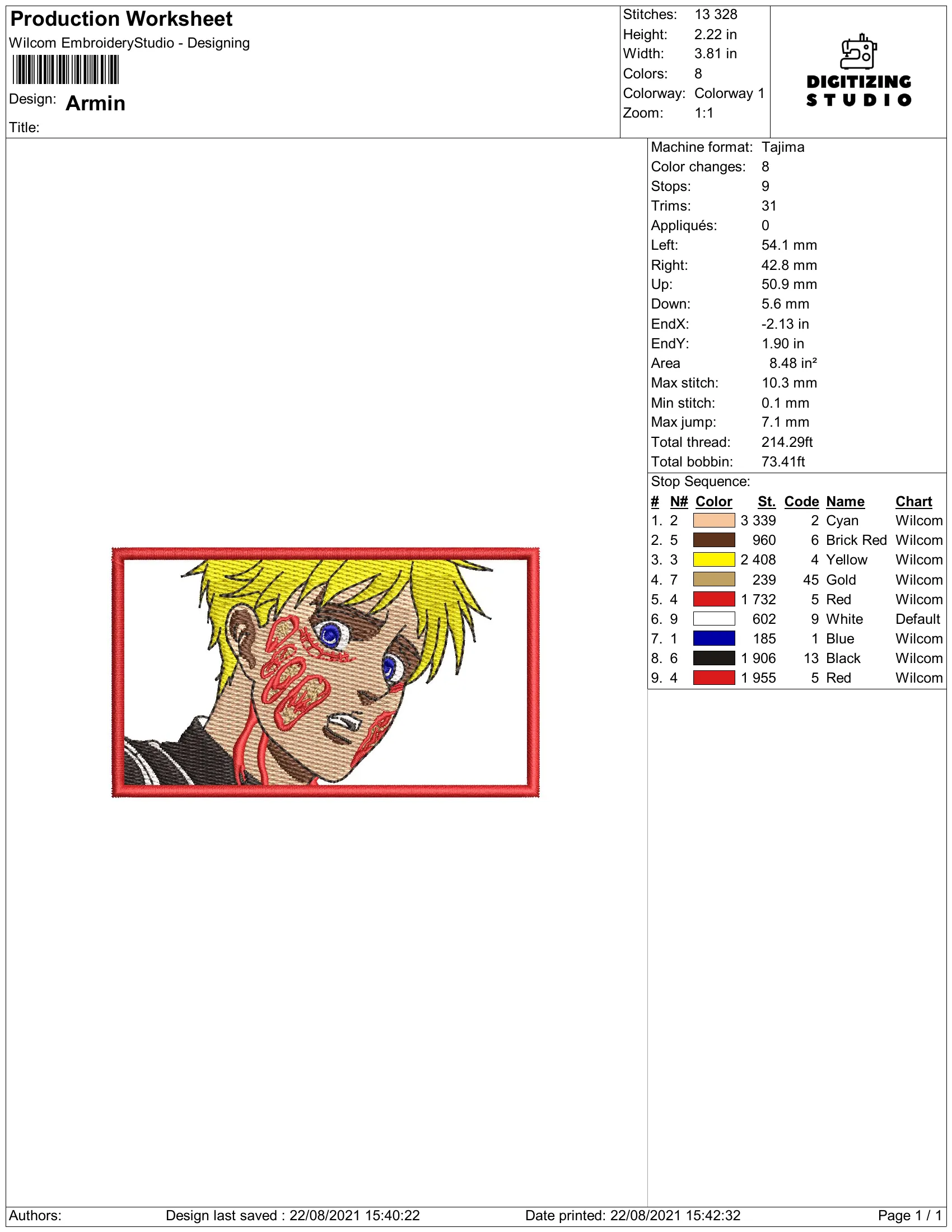 Alternative view of  Armin's Embroidered Portrait 