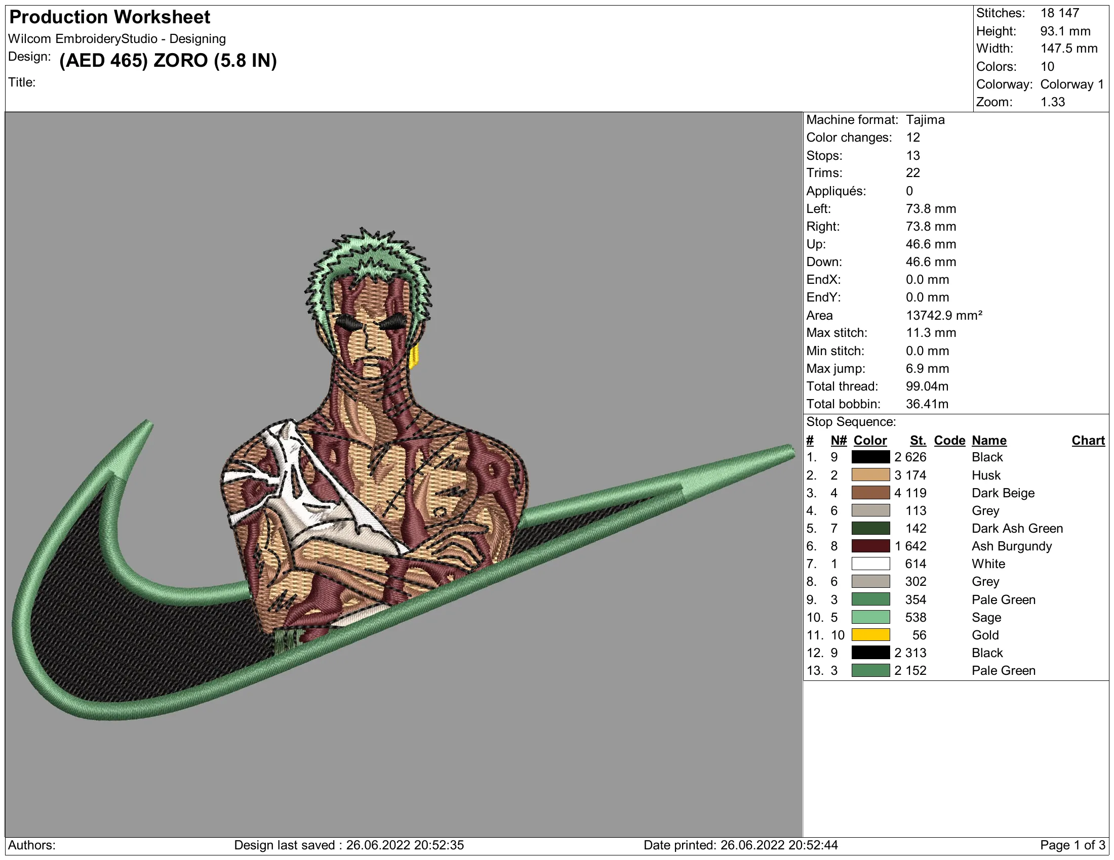 Alternative view of  Zoro Embroidered Nike Logo Design 