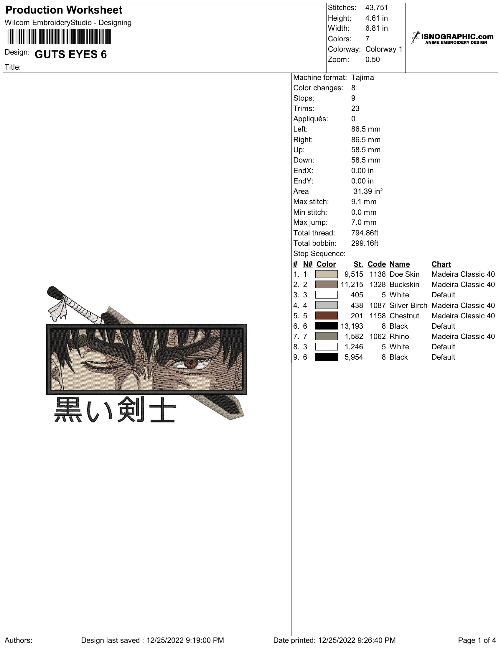 Alternative view of  Embroidered Attack on Titan Eyes 
