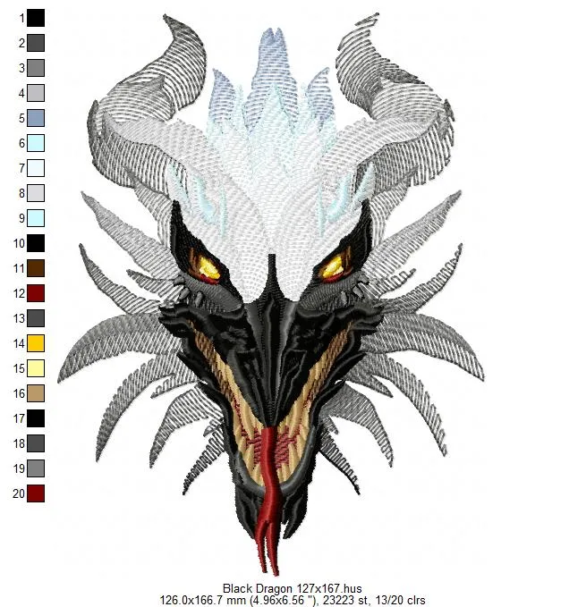 Alternative view of  Fierce Dragon Head Embroidery Design 