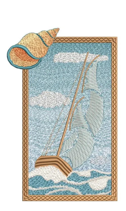 Alternative view of  Nautical Sailboat Embroidery Design 