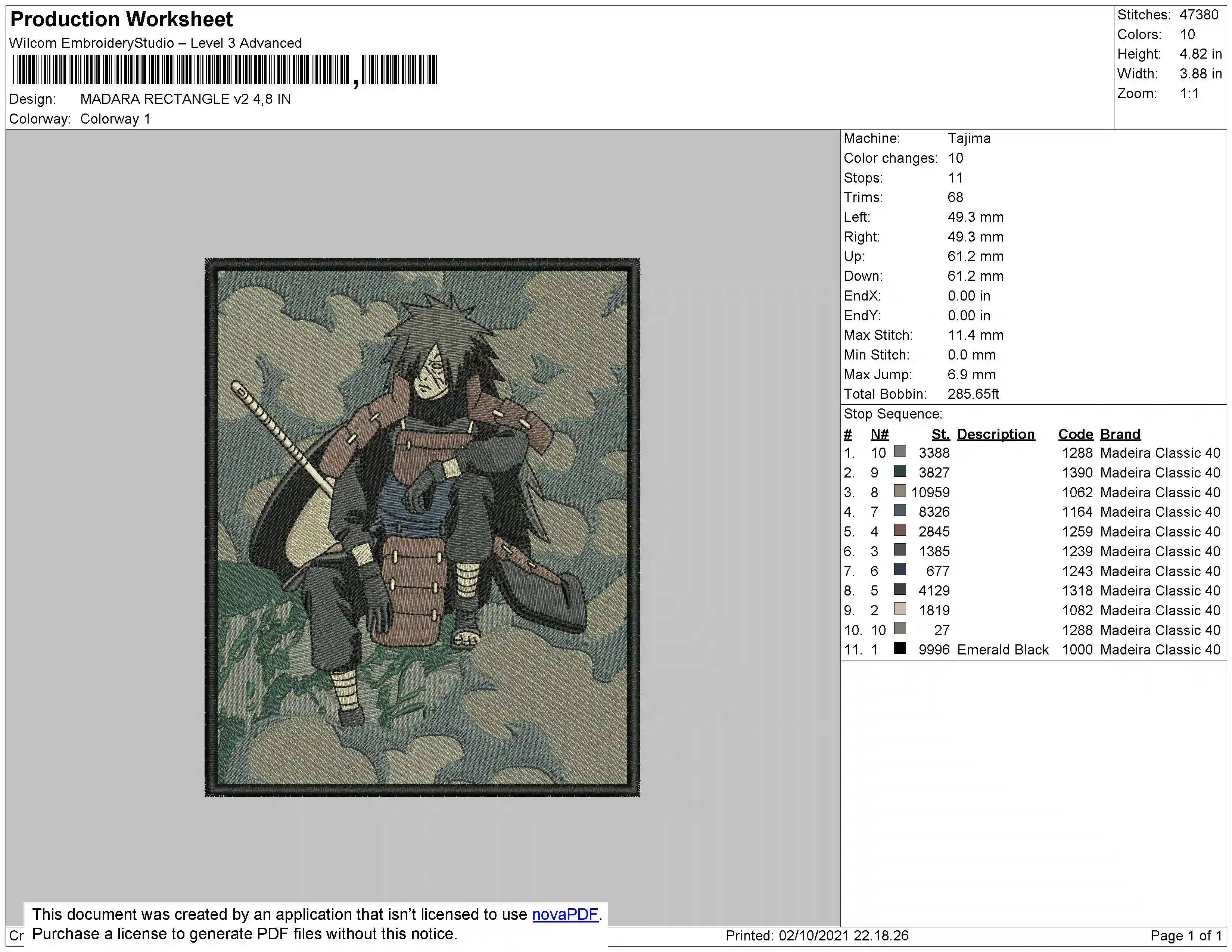 Alternative view of  Embroidered Naruto Shippuden Character 