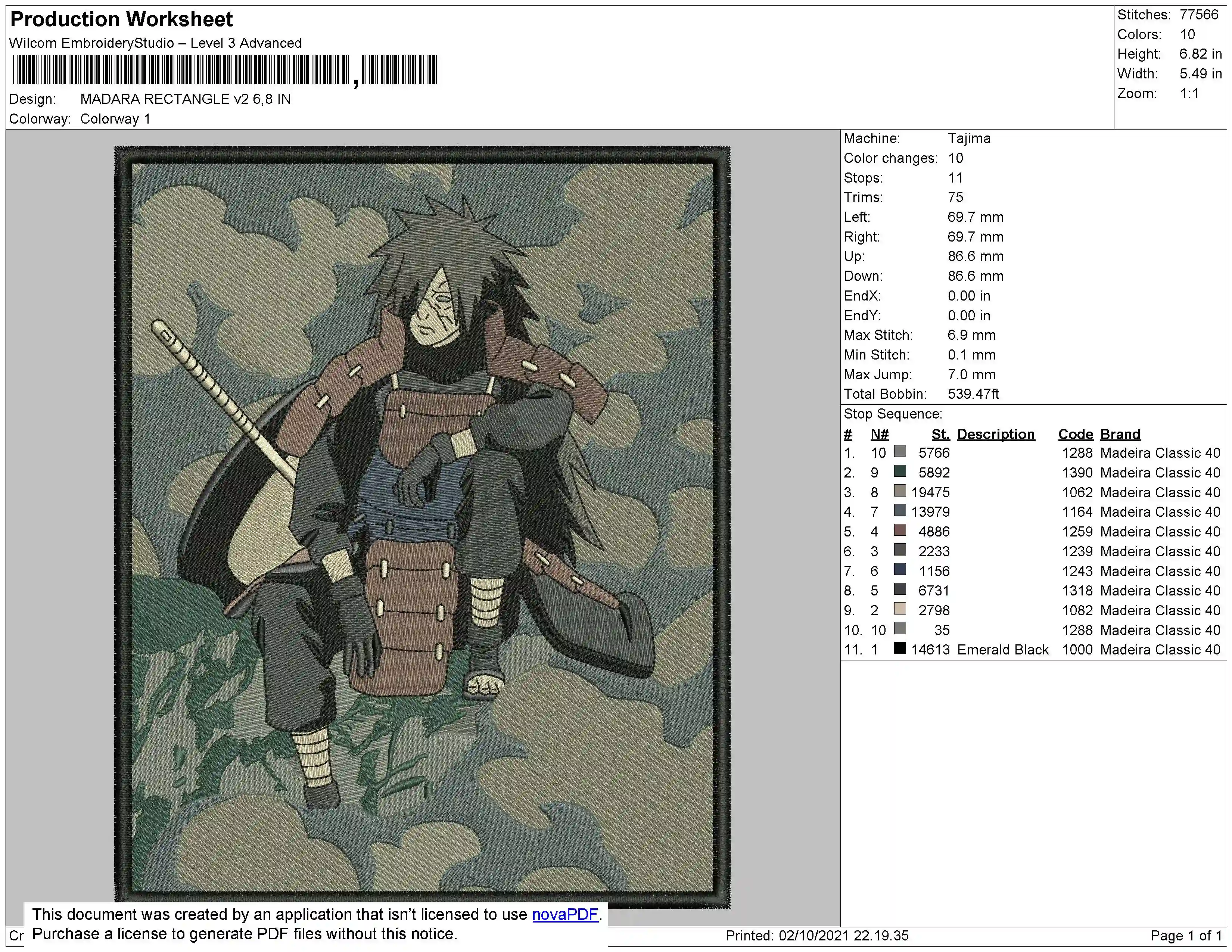 Alternative view of  Embroidered Naruto Shippuden Character 