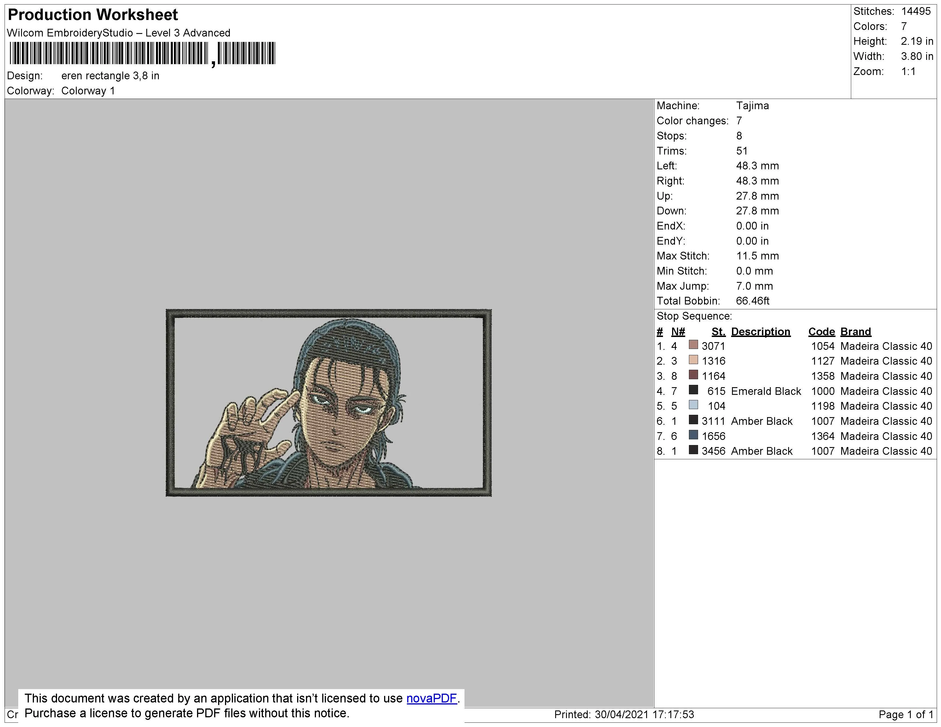 Alternative view of  Levi Ackerman Embroidered Portrait 