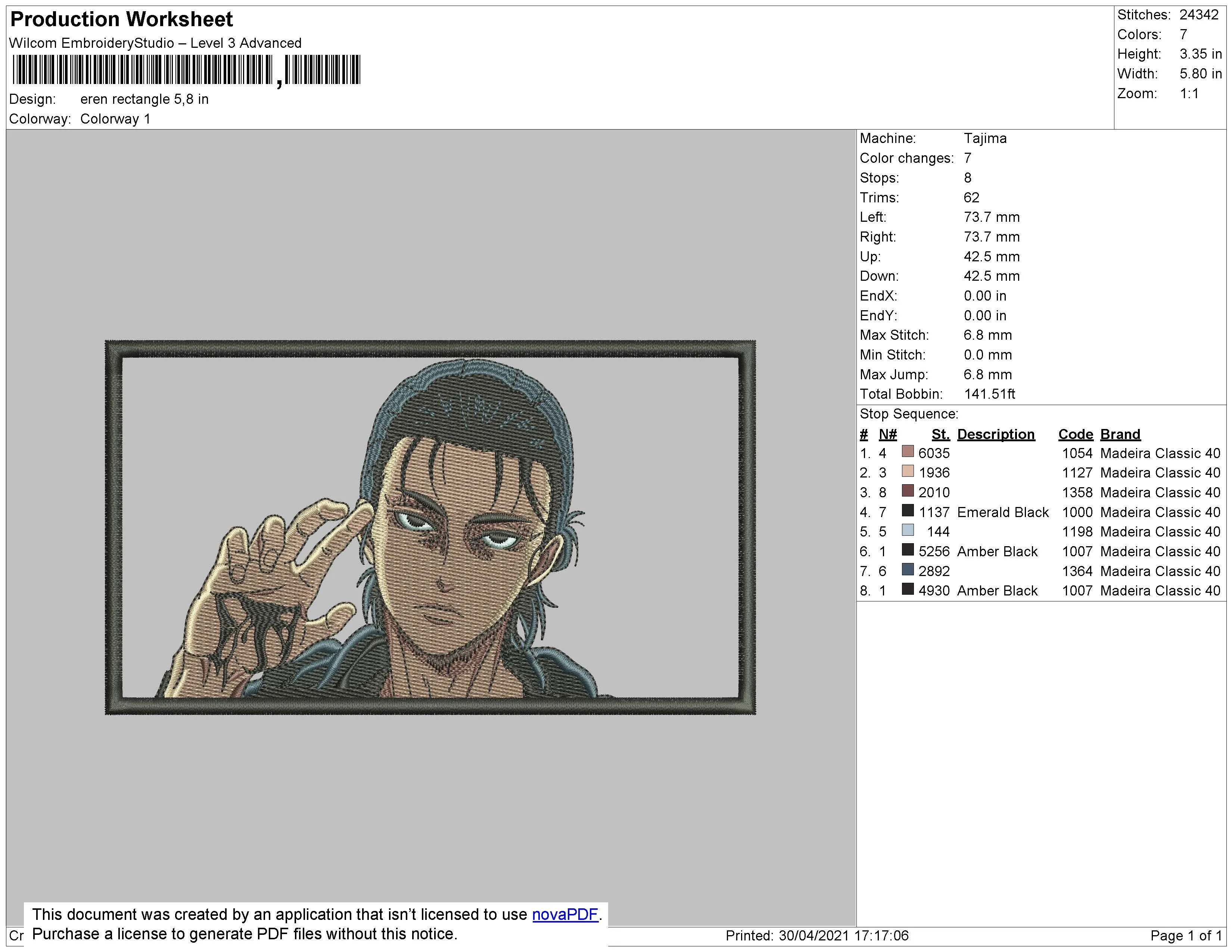 Alternative view of  Levi Ackerman Embroidered Portrait 