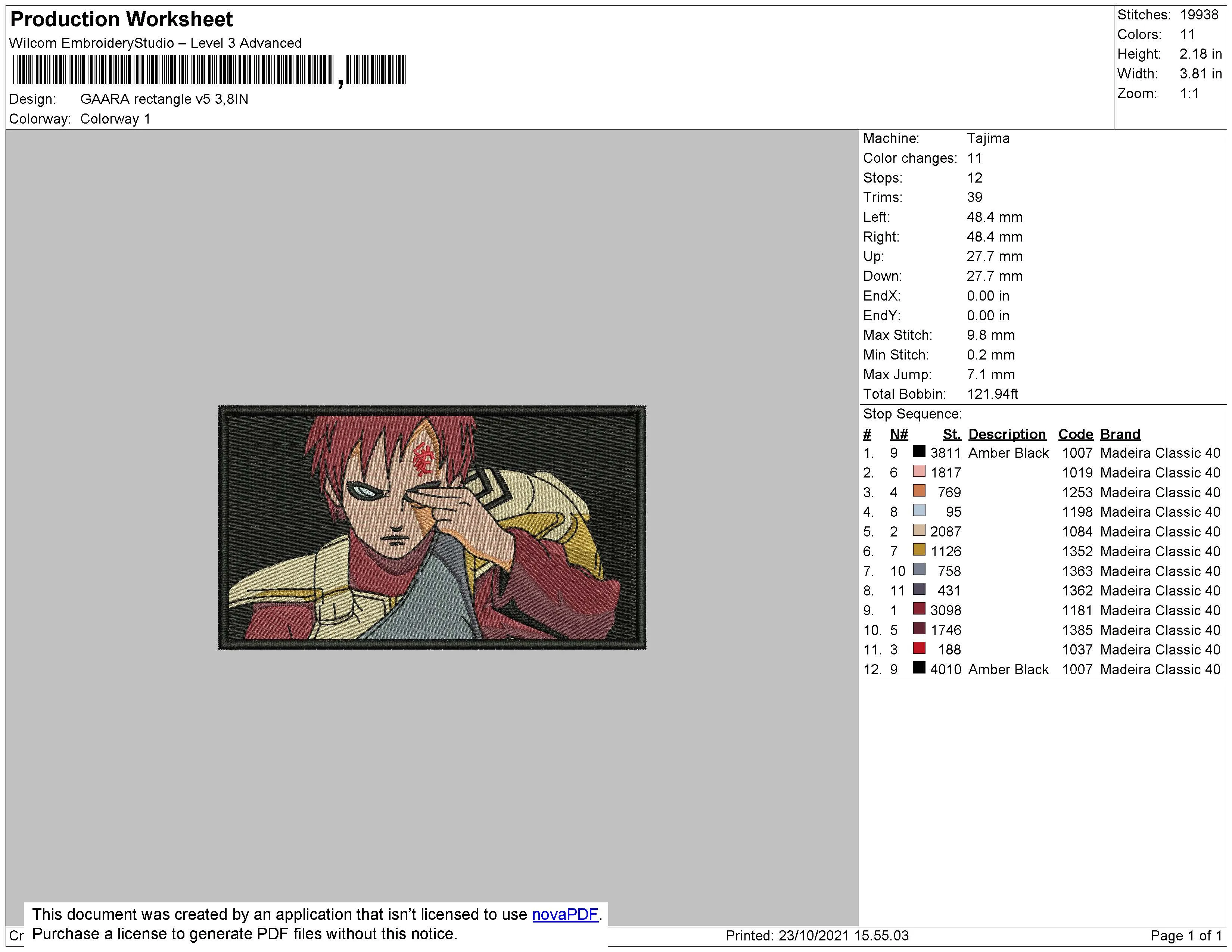 Alternative view of  Embroidered Naruto Character Design 