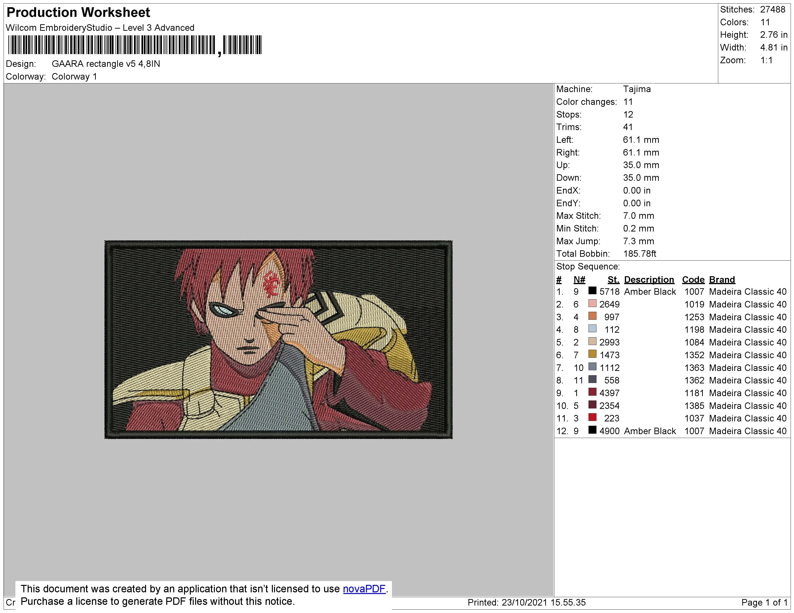 Alternative view of  Embroidered Naruto Character Design 