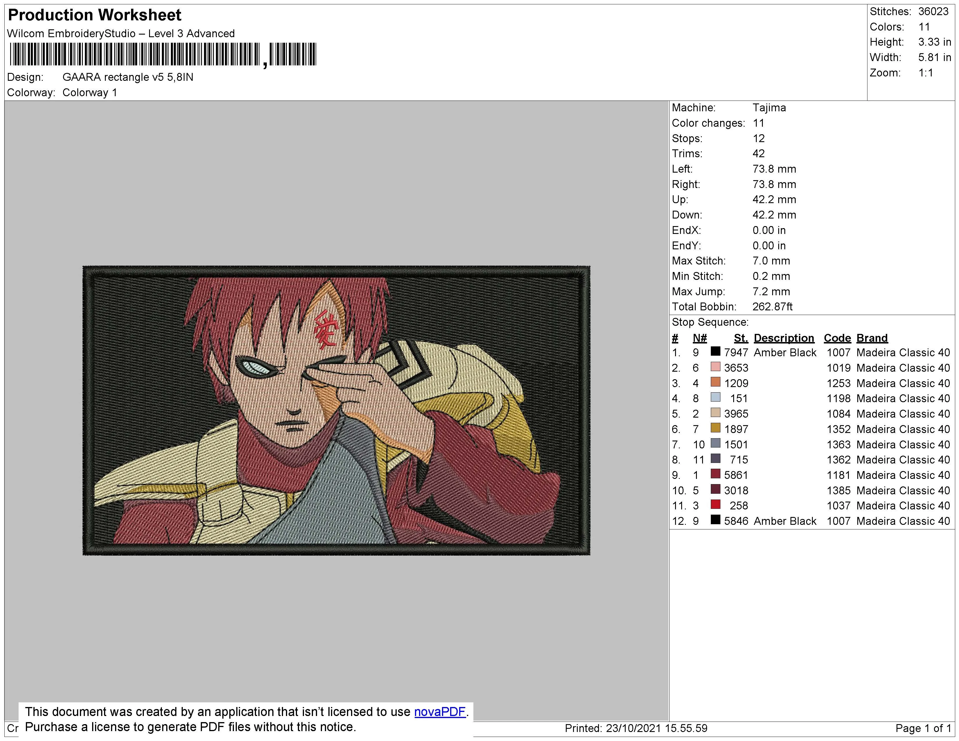 Alternative view of  Embroidered Naruto Character Design 
