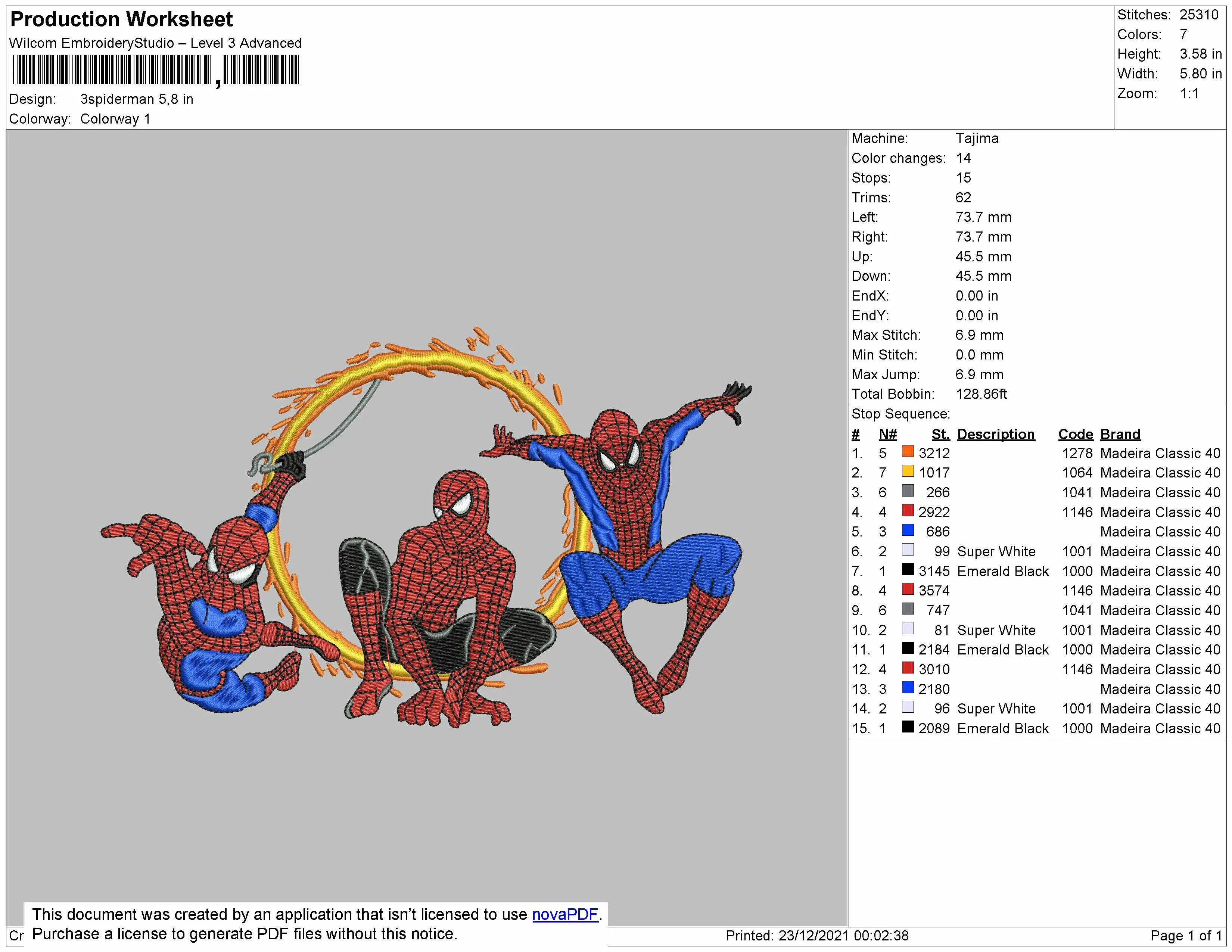 Alternative view of  Spider-Man Trio Embroidery Design 