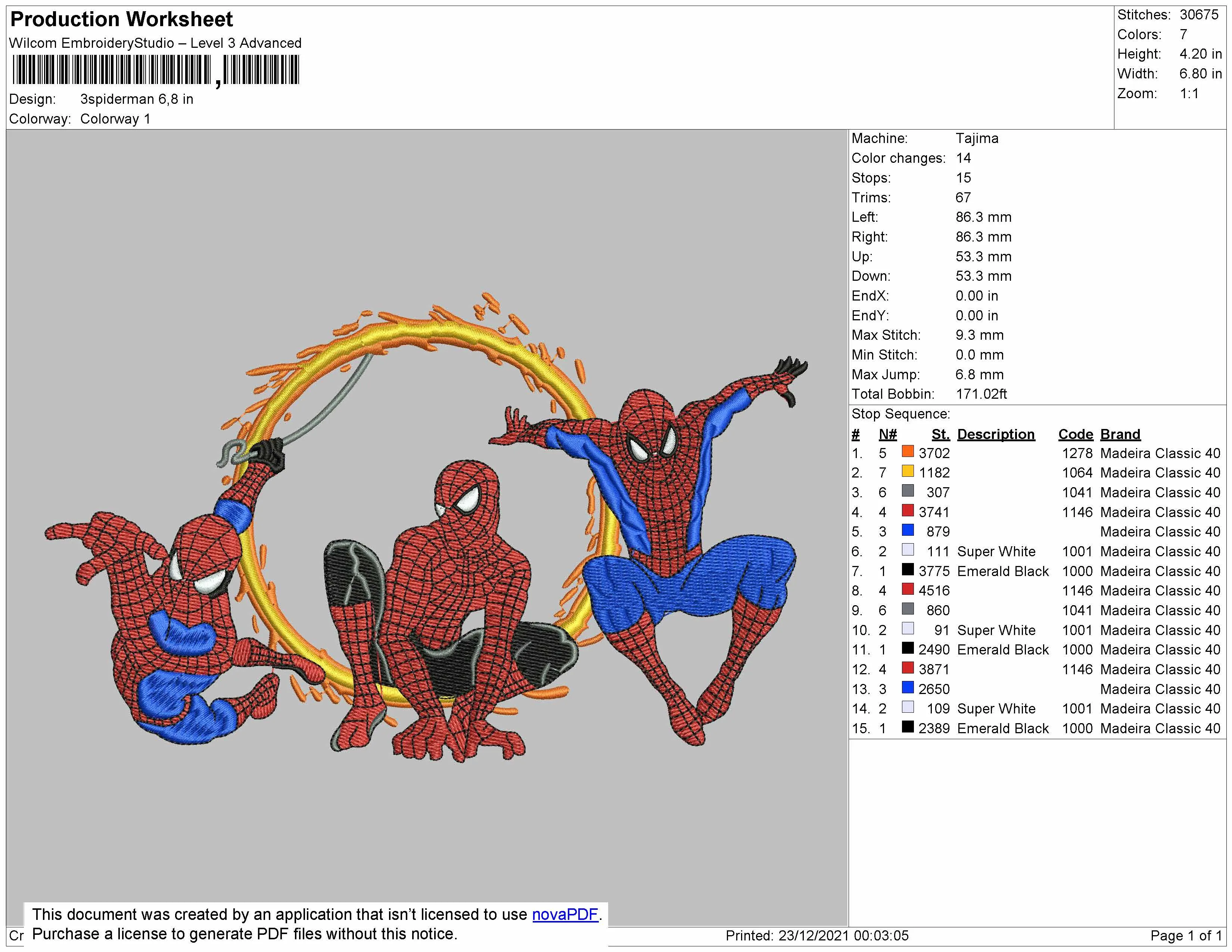 Alternative view of  Spider-Man Trio Embroidery Design 