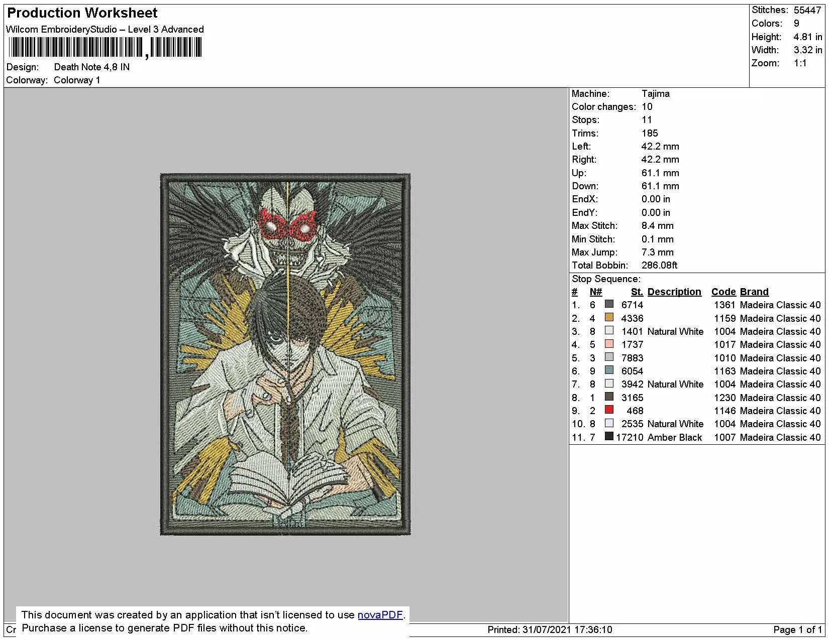 Alternative view of  Death Tarot Card Embroidery Design 