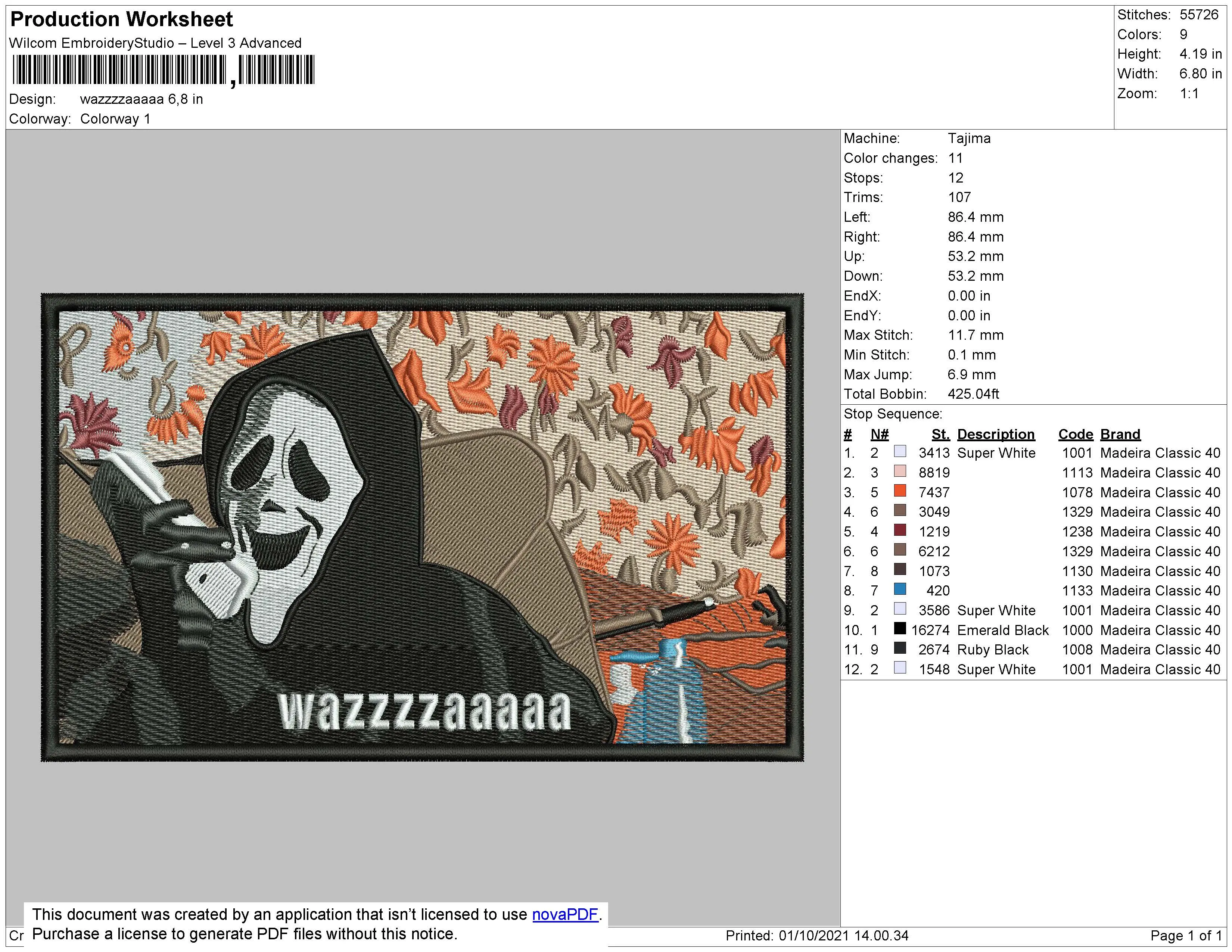 Alternative view of  Ghost Face Embroidery Design 