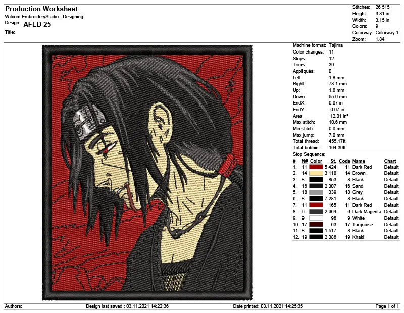 Alternative view of  Embroidered Itachi Uchiha Portrait 