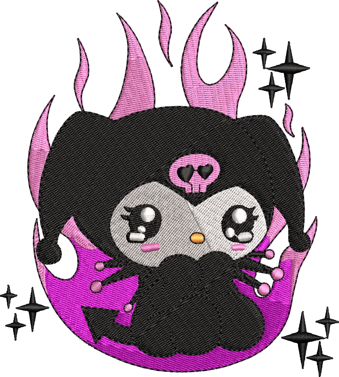 Alternative view of  Embroidered Kuromi with Pink Flames 