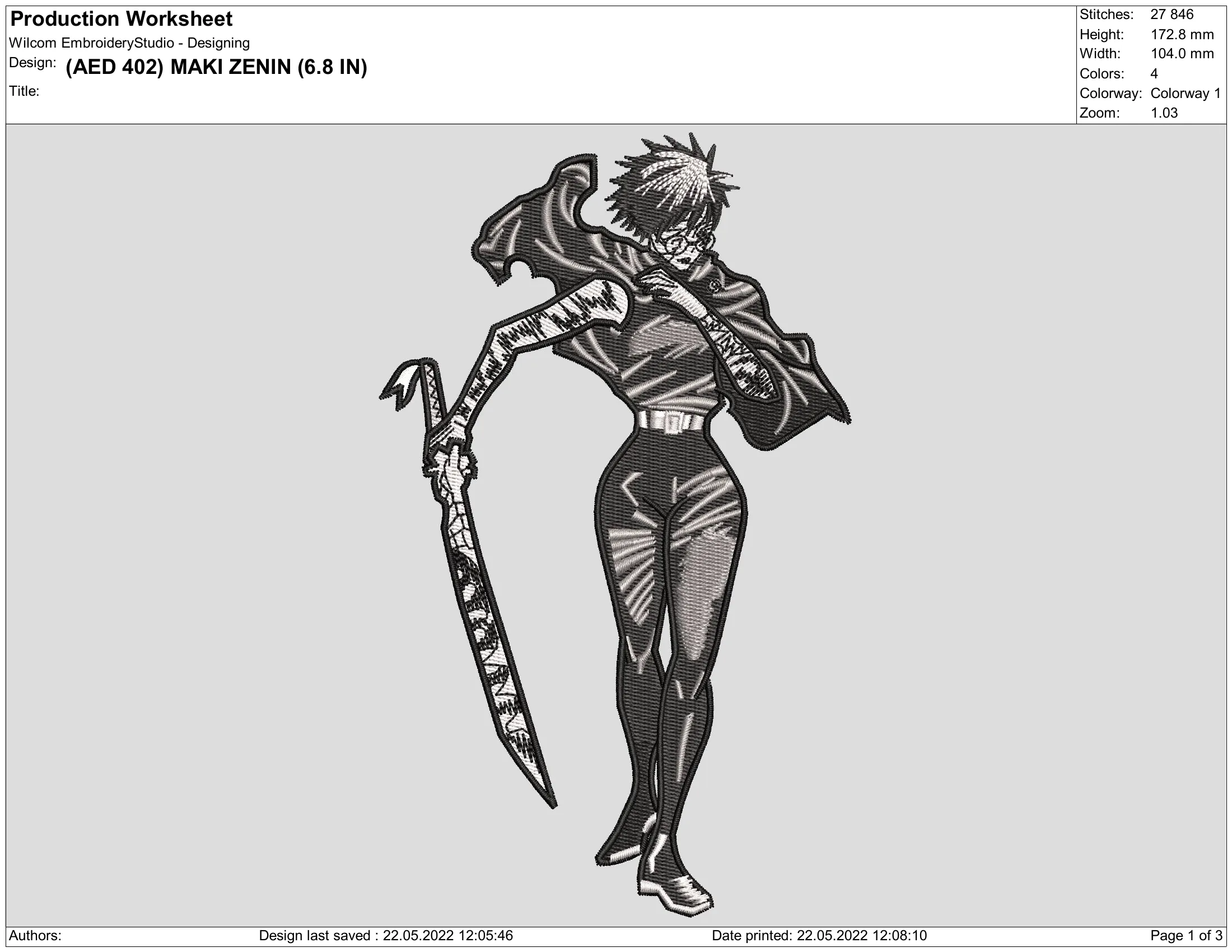 Alternative view of  Embroidered Makima Zenin Jujutsu Kaisen 